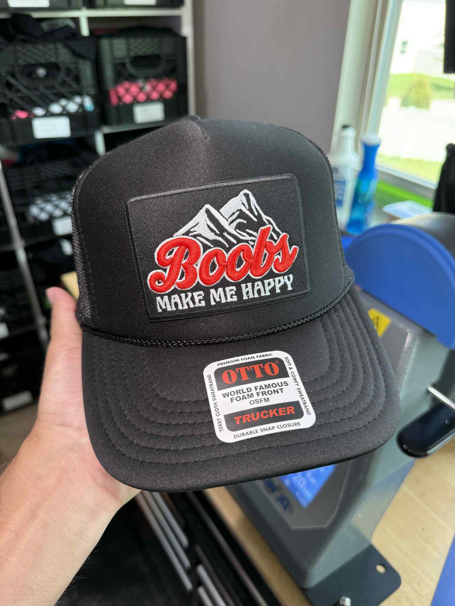Luckless Outfitters Make Me Happy Patch Hat — back view