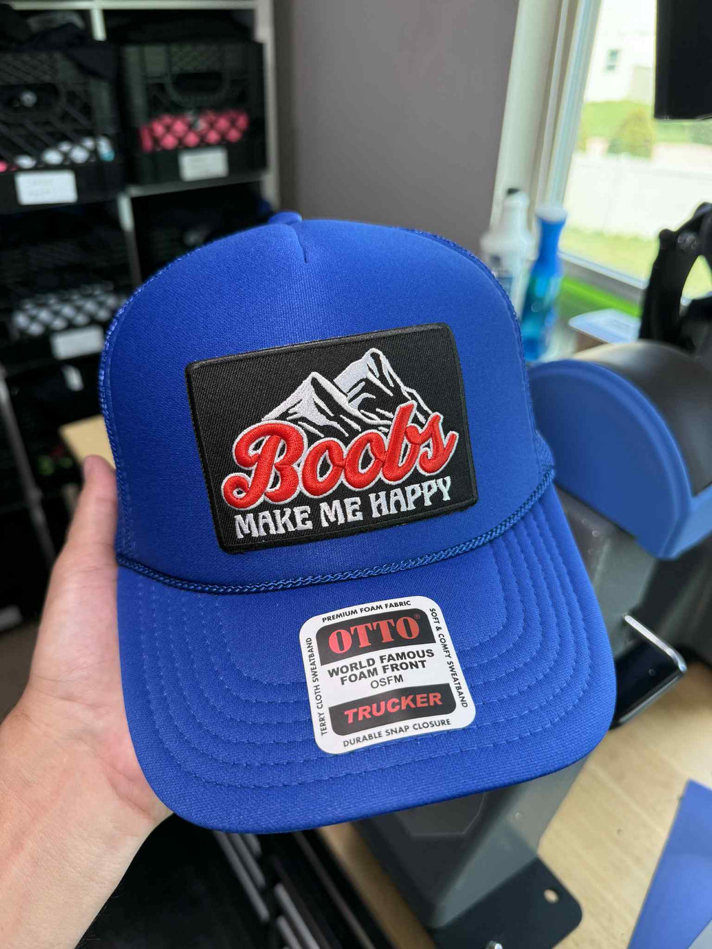 Luckless Outfitters Make Me Happy Patch Hat — in-use photo