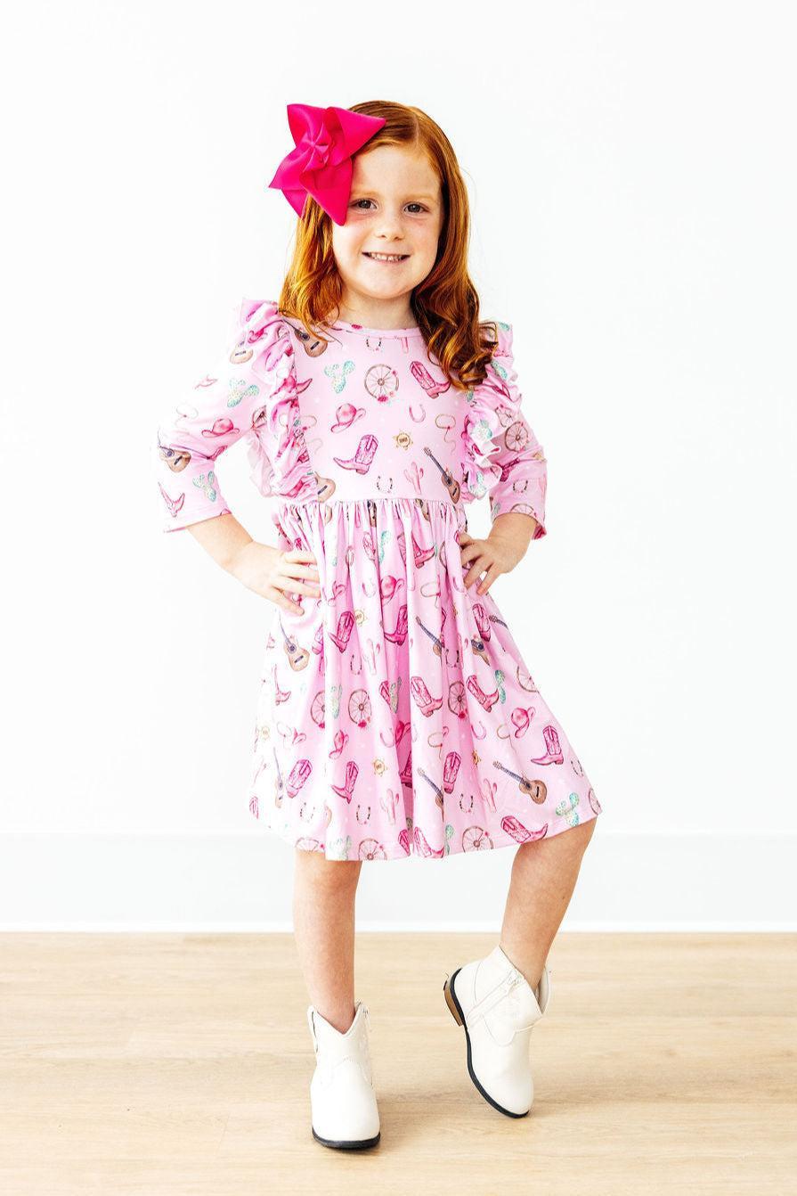 Mila & Rose ® Boot Scootin' 3/4 Sleeve Ruffle Twirl Dress — alternative angle