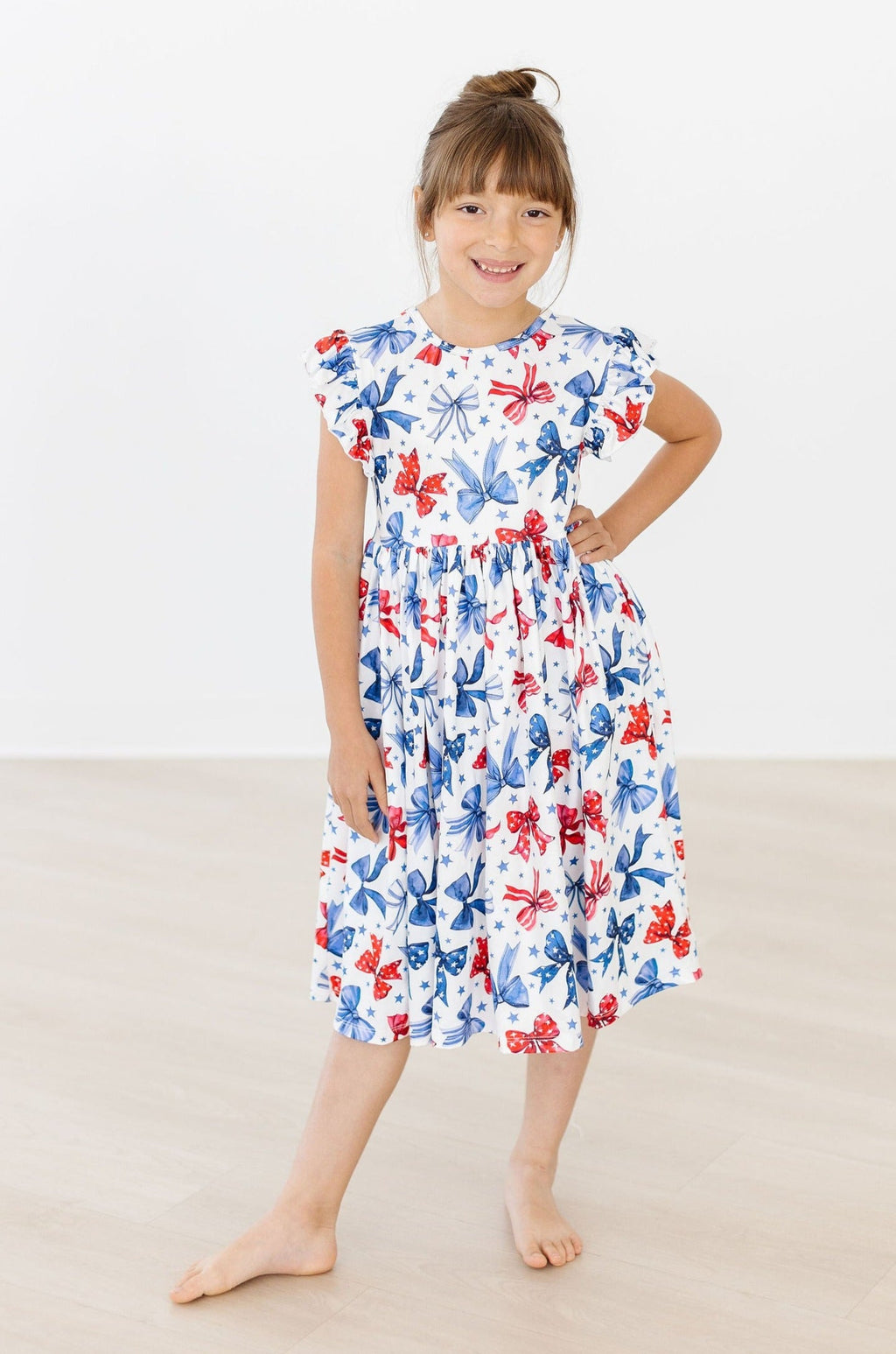 Mila & Rose ® Born to Sparkle Flutter Sleeve Twirl Dress — in-use photo