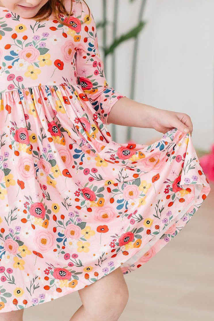 Mila & Rose ® SALE Bouquet Beauty 3/4 Sleeve Pocket Twirl Dress — main product shot
