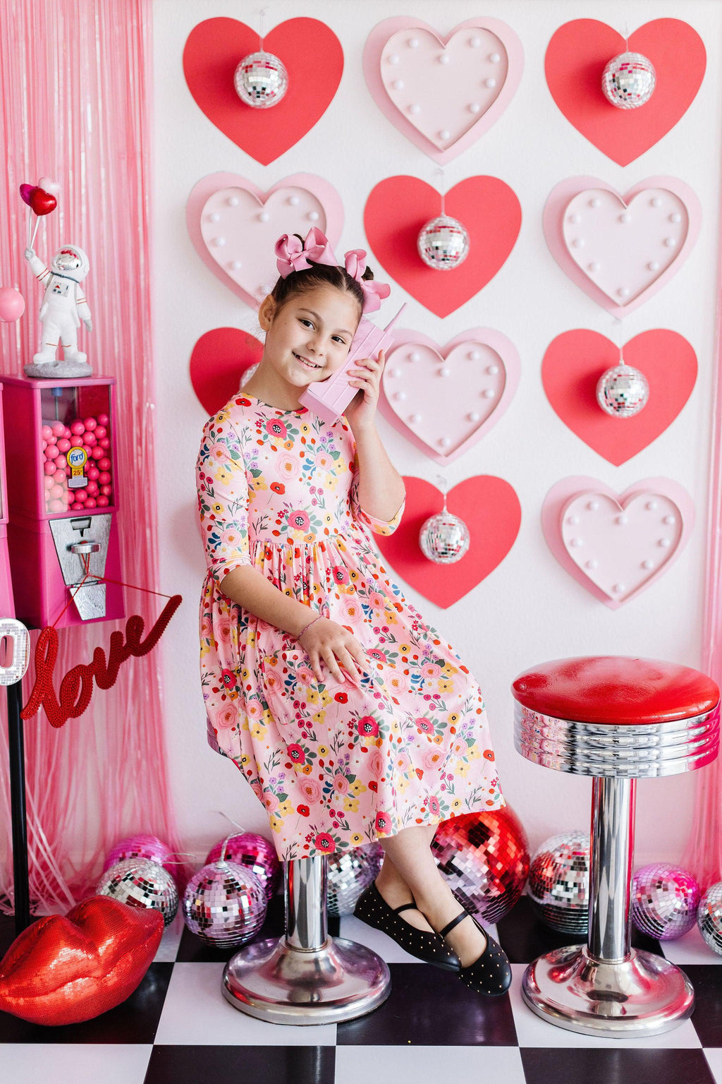 Mila & Rose ® SALE Bouquet Beauty 3/4 Sleeve Pocket Twirl Dress — in-use photo