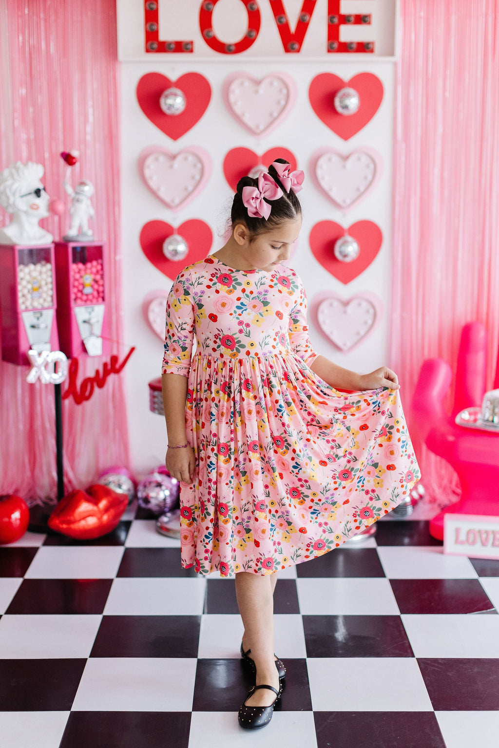 Mila & Rose ® SALE Bouquet Beauty 3/4 Sleeve Pocket Twirl Dress — lifestyle context