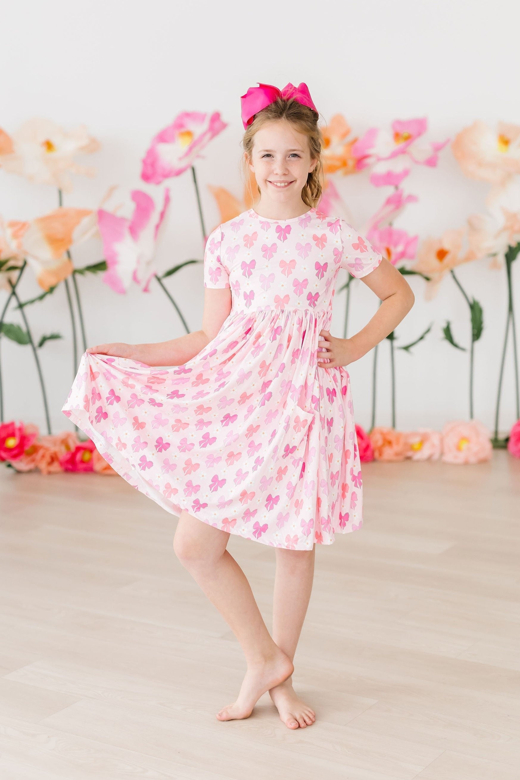 Mila & Rose ® Bow Beauty S/S Pocket Twirl Dress — back view