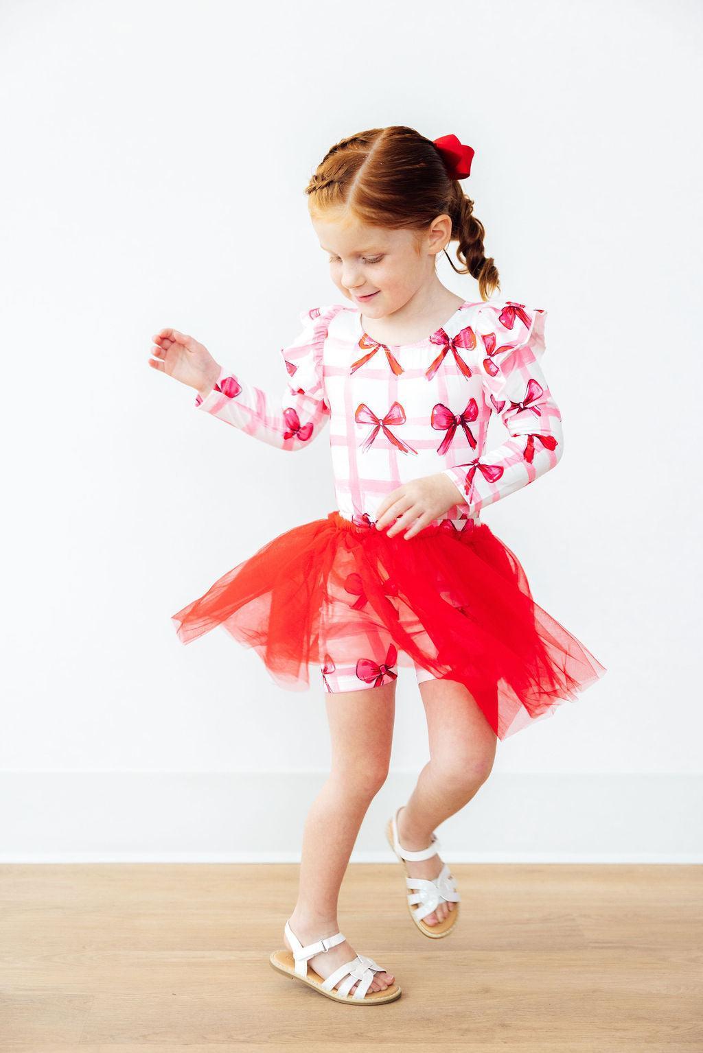 Mila & Rose ® Bow La La L/S Flutter Sleeve Leotard — side view
