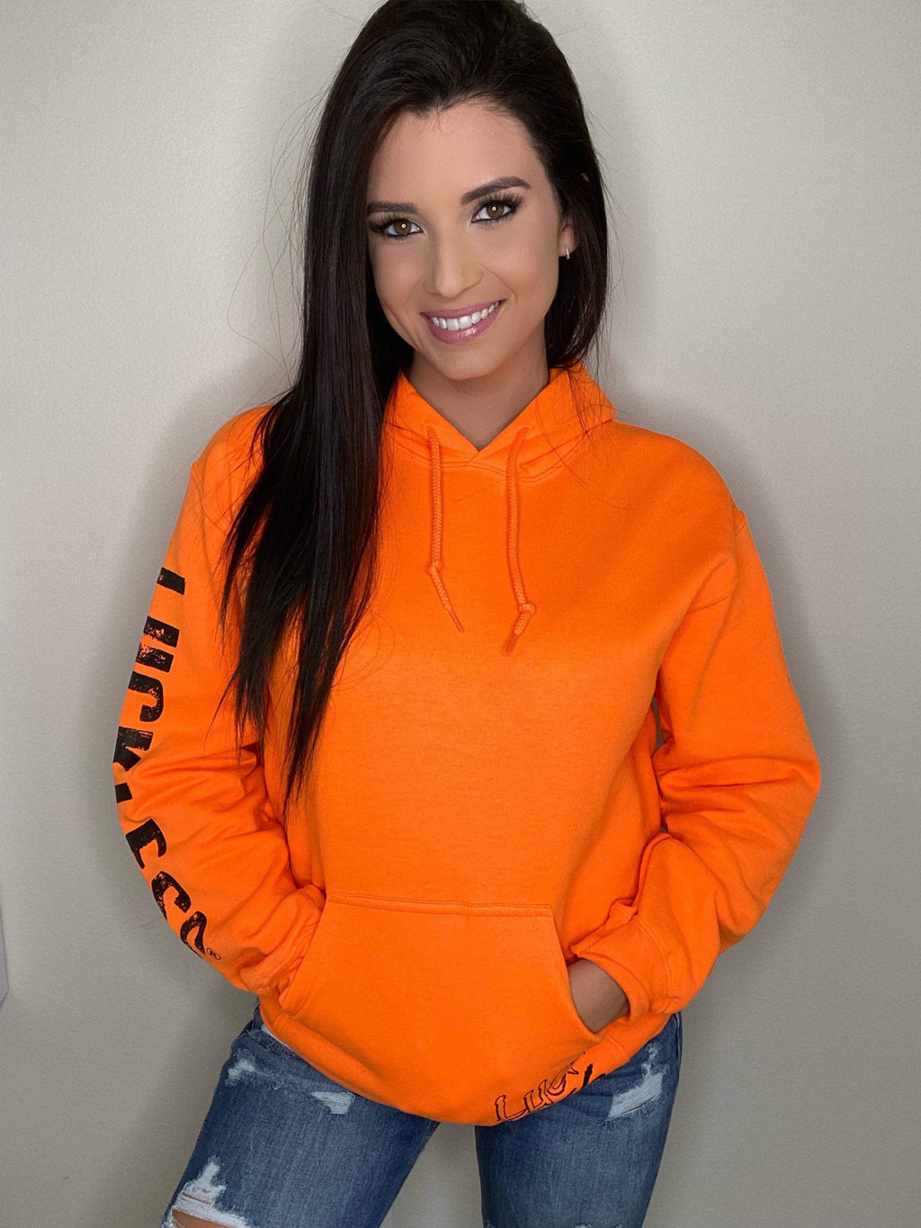 Luckless Outfitters Bows Before Bros Hoodie — in-use photo