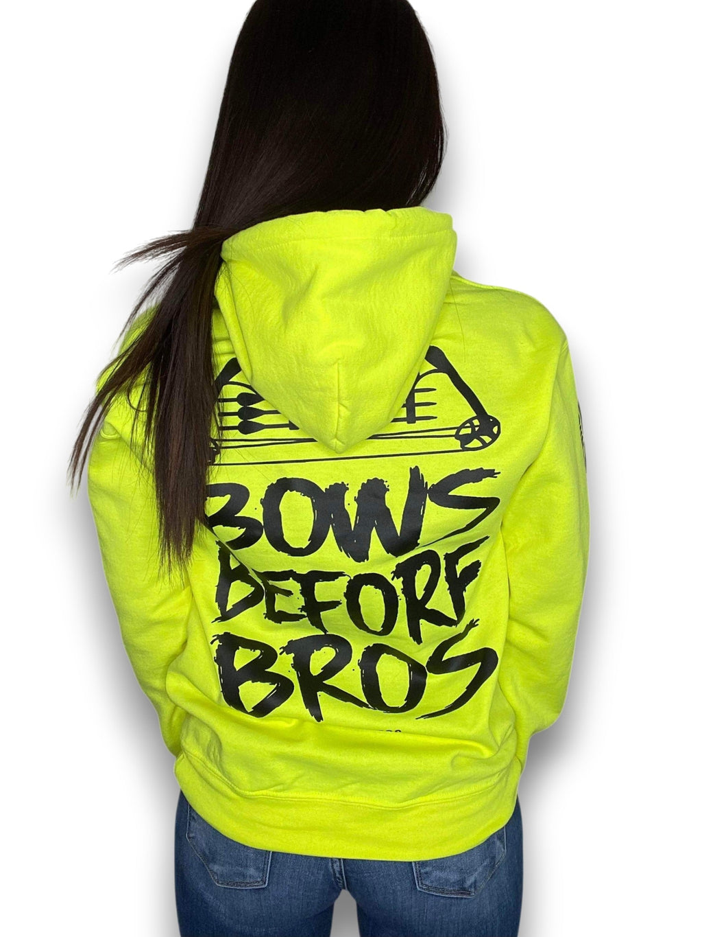 Luckless Outfitters Bows Before Bros Hoodie — detail close-up
