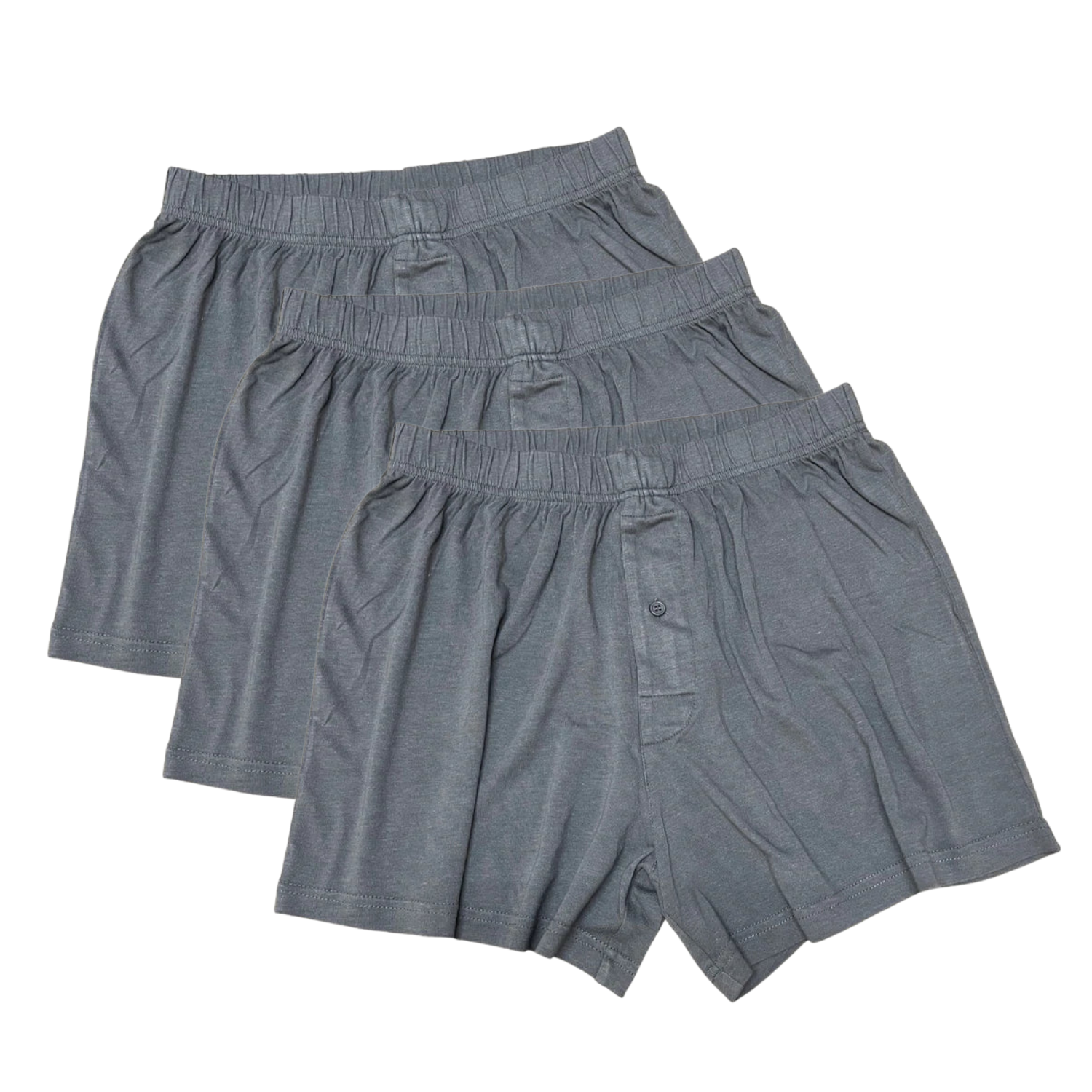 Spun Bamboo Men's Bamboo Viscose/Cotton Boxer Style Underwear Charcoal Grey Color - 3-pack — main product shot