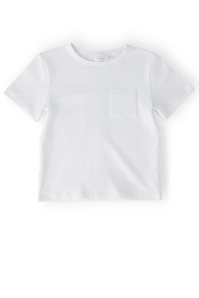 Boys White S/S Pocket Tee