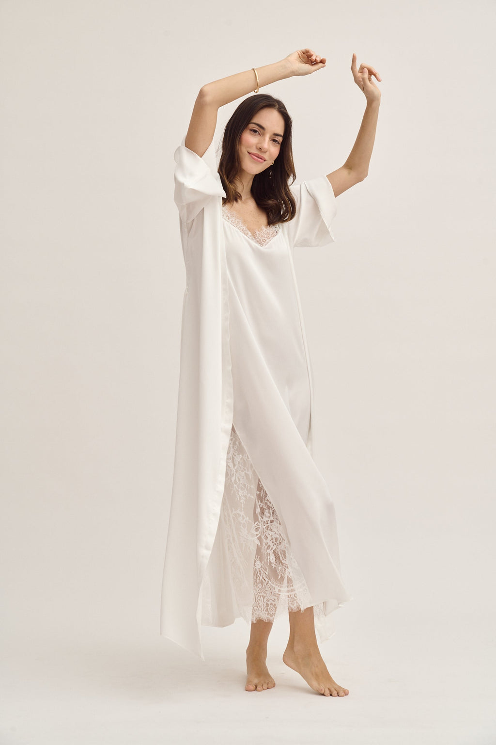 Washable Silk Kimono & Dress Bridal Set