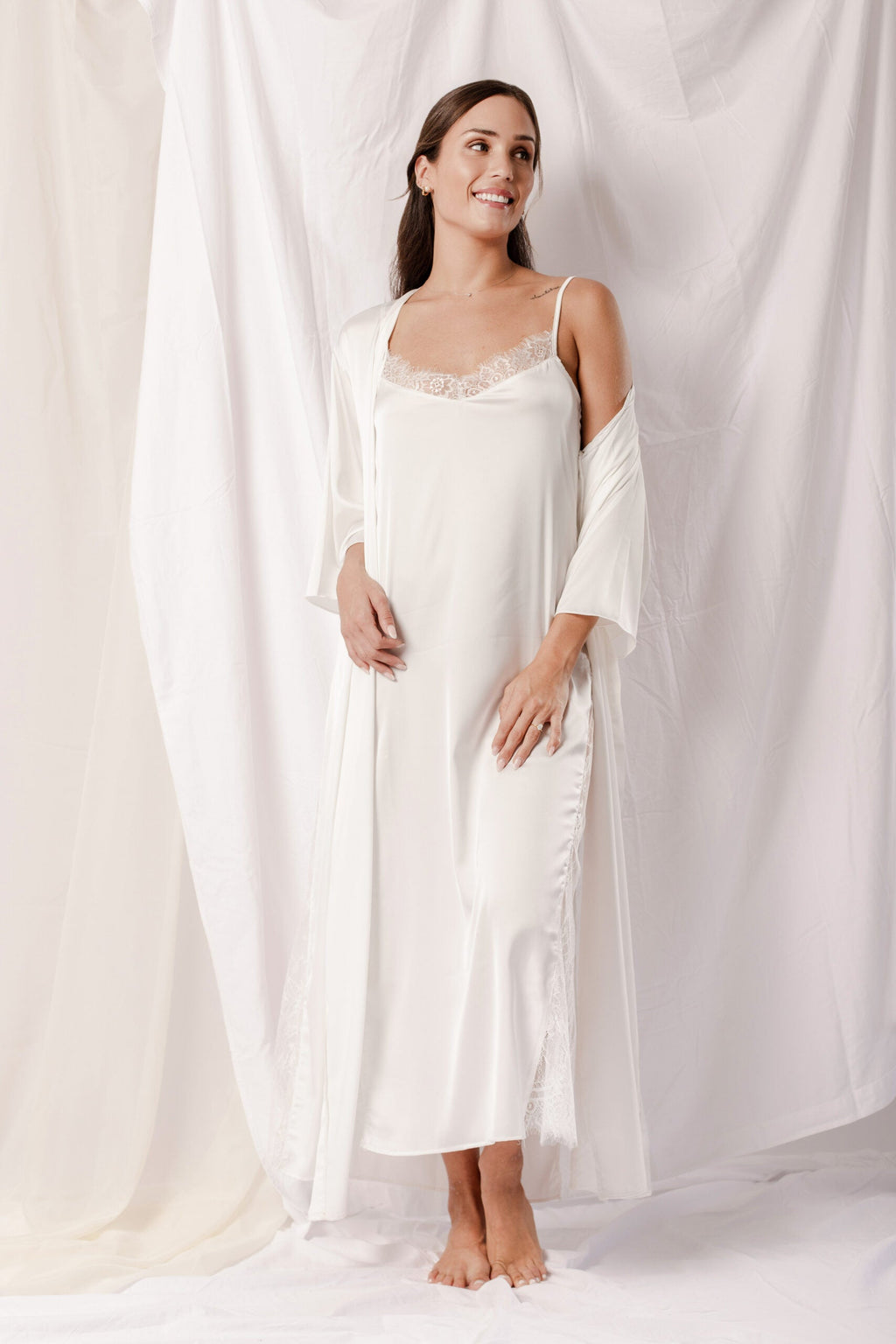 Washable Silk Kimono & Dress Bridal Set