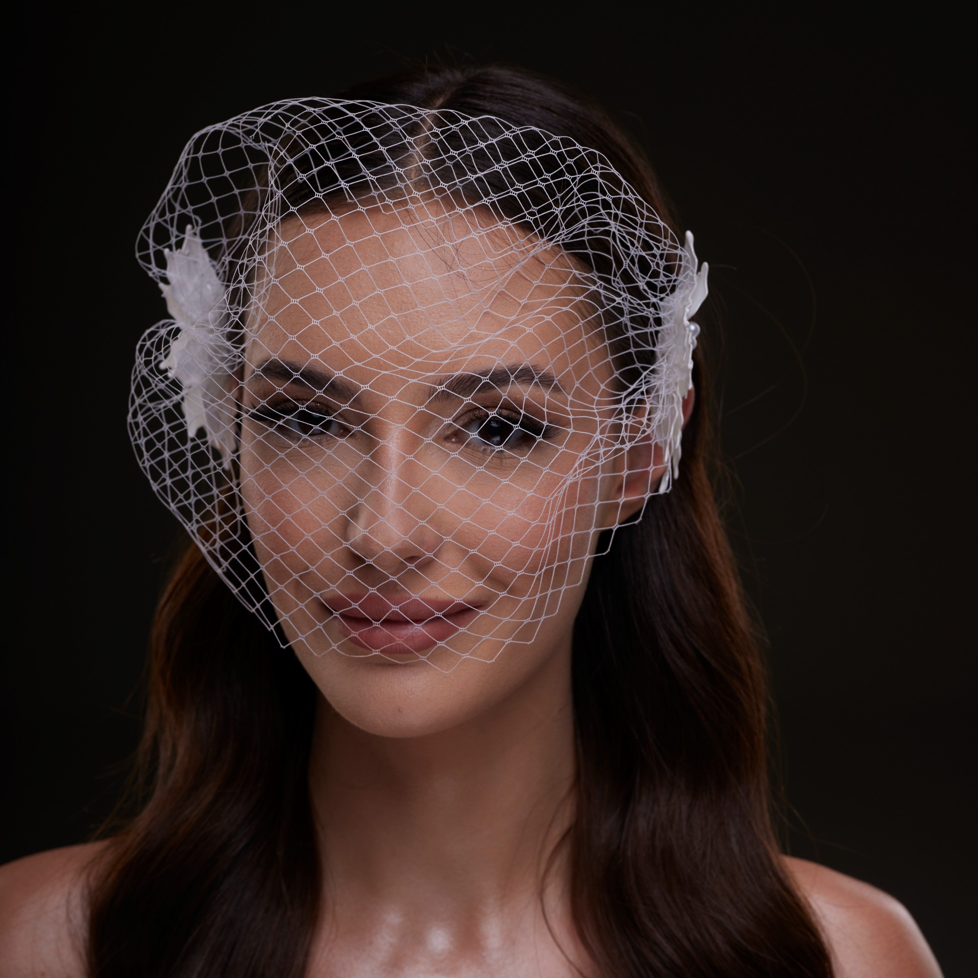 Bridal Birdcage Veil with Pearl & Leaf Side Comb – Bridal Port, view 6