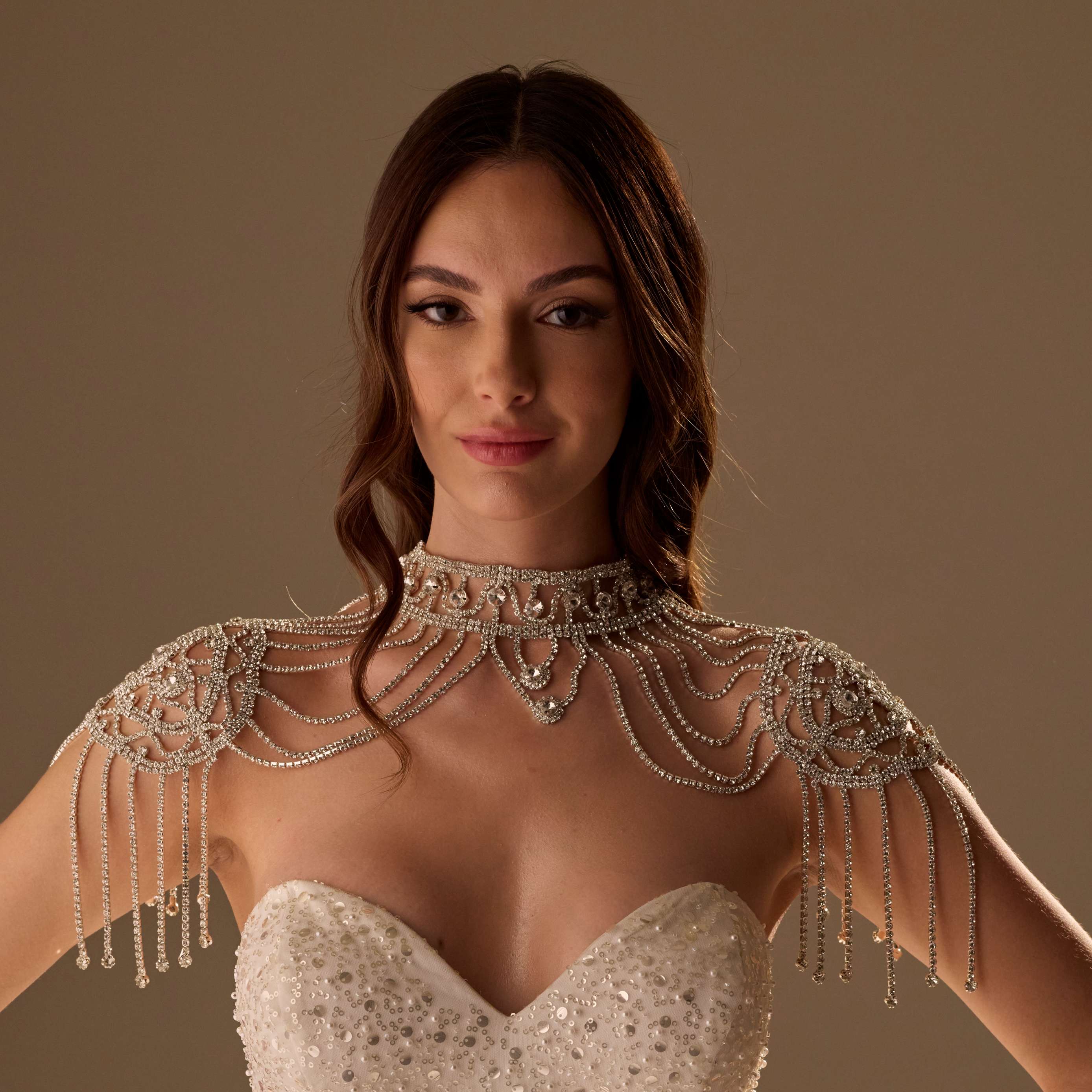 Bridal Shoulder Necklace- Shoulder Body Jewelry – Bridal Port, view 2