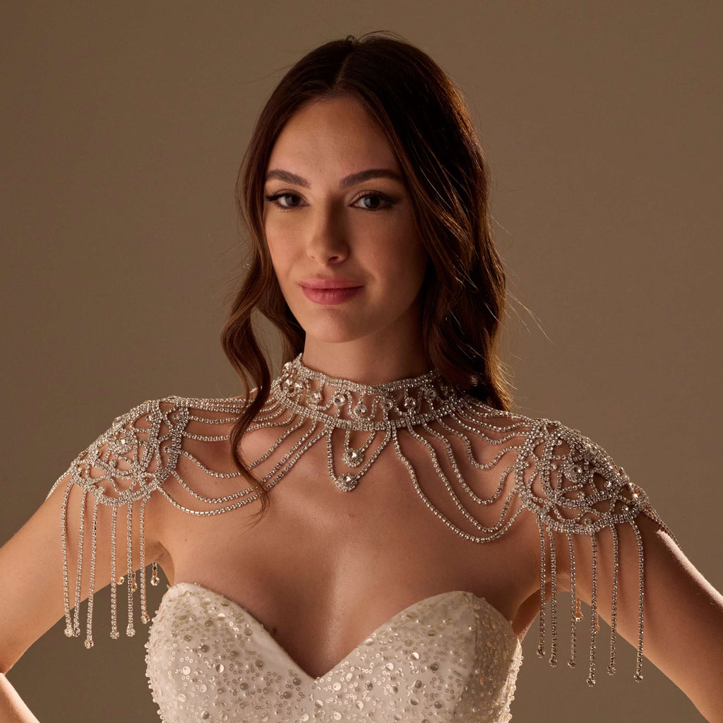 Bridal Shoulder Necklace- Shoulder Body Jewelry – Bridal Port, view 3
