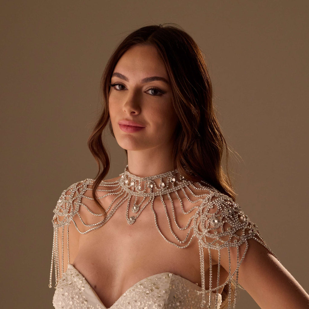 Bridal Shoulder Necklace- Shoulder Body Jewelry – Bridal Port, view 5