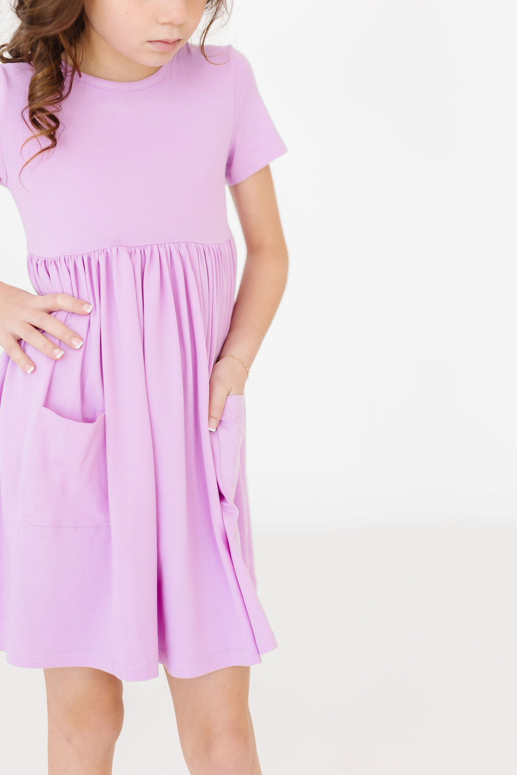Mila & Rose ® Bright Lilac S/S Pocket Twirl Dress — detail close-up