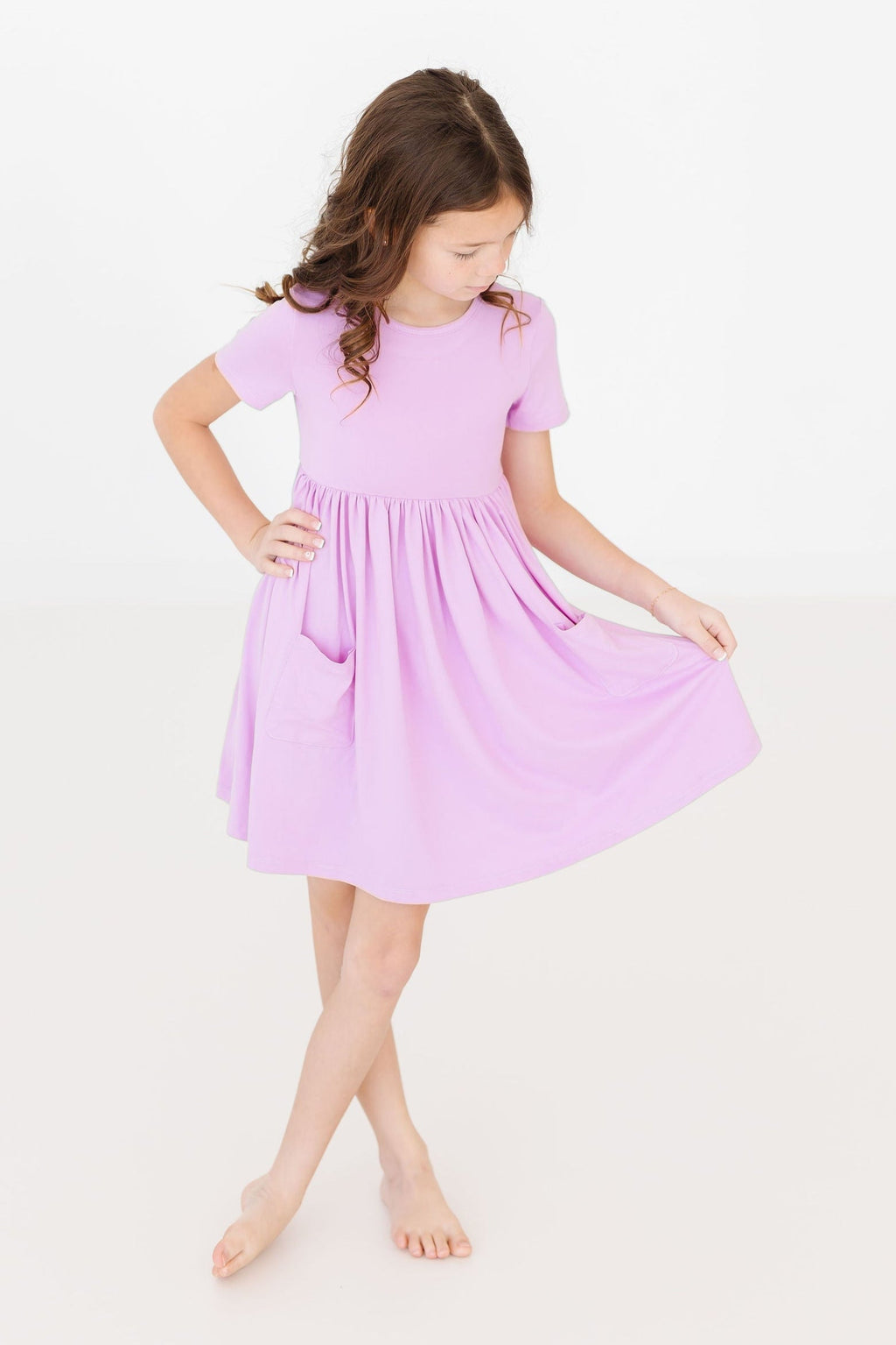 Mila & Rose ® Bright Lilac S/S Pocket Twirl Dress — main product shot