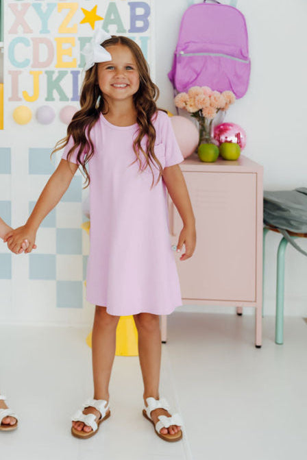 Mila & Rose ® Bright Lilac T-Shirt Dress — detail close-up