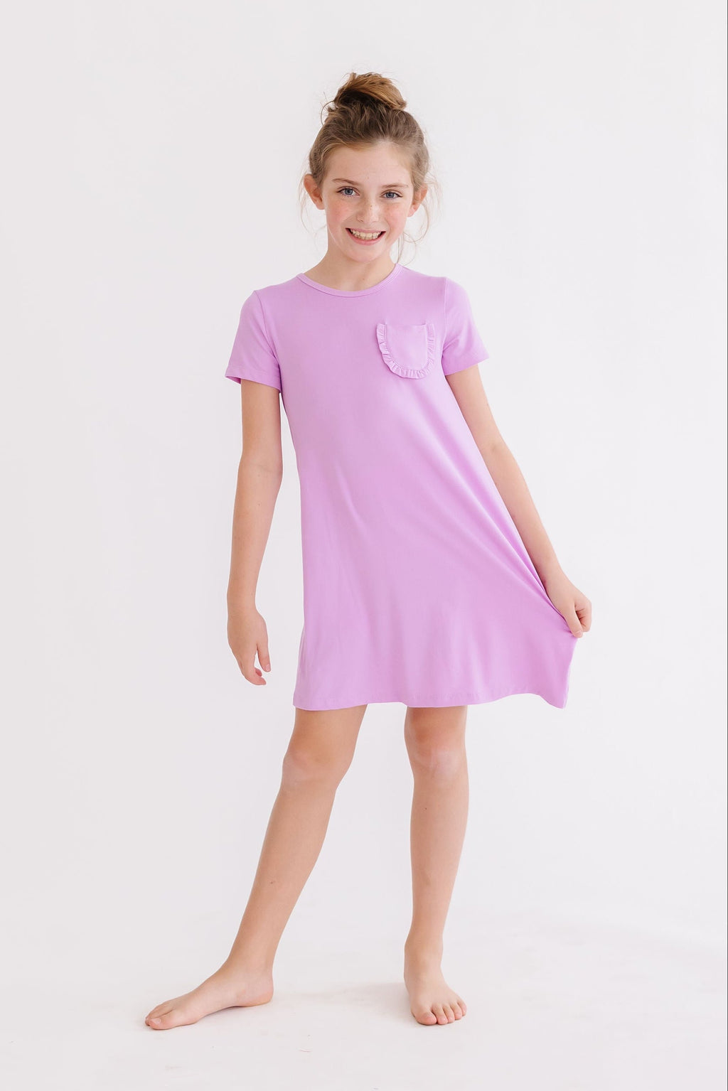 Mila & Rose ® Bright Lilac T-Shirt Dress — side view