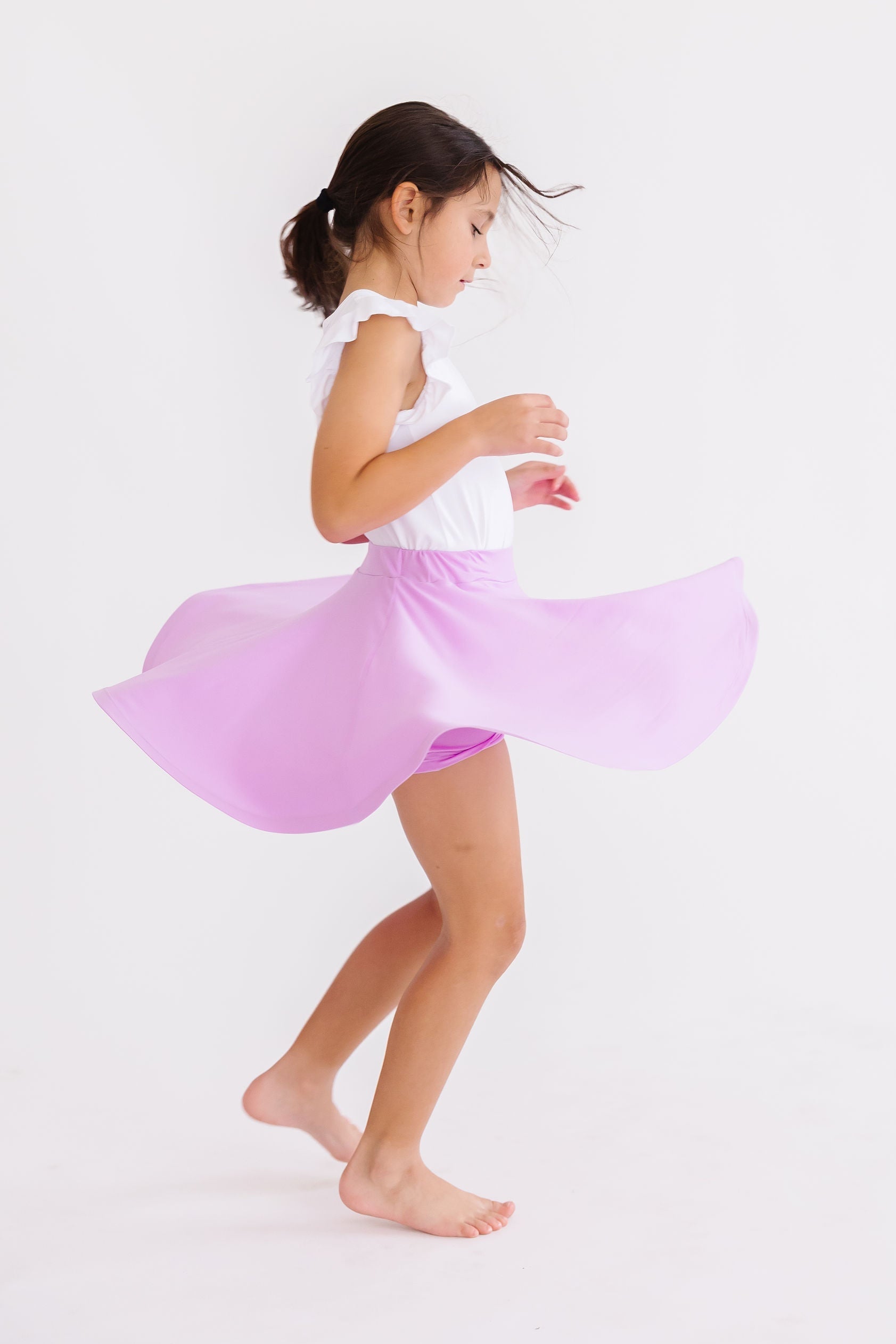 Mila & Rose ® Bright Lilac Twirl Skort — detail close-up