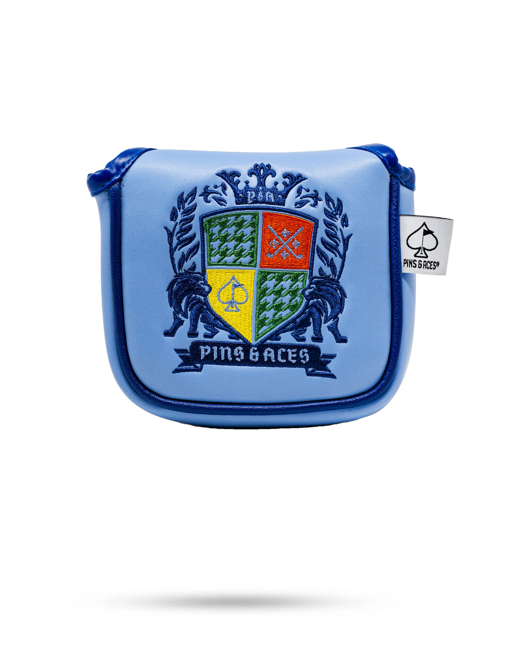 Pins and Aces Coat of Arms - Mallet Cover — detail close-up