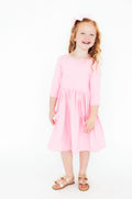 Mila & Rose ® Bubblegum Pink 3/4 Sleeve Pocket Twirl Dress — main product shot