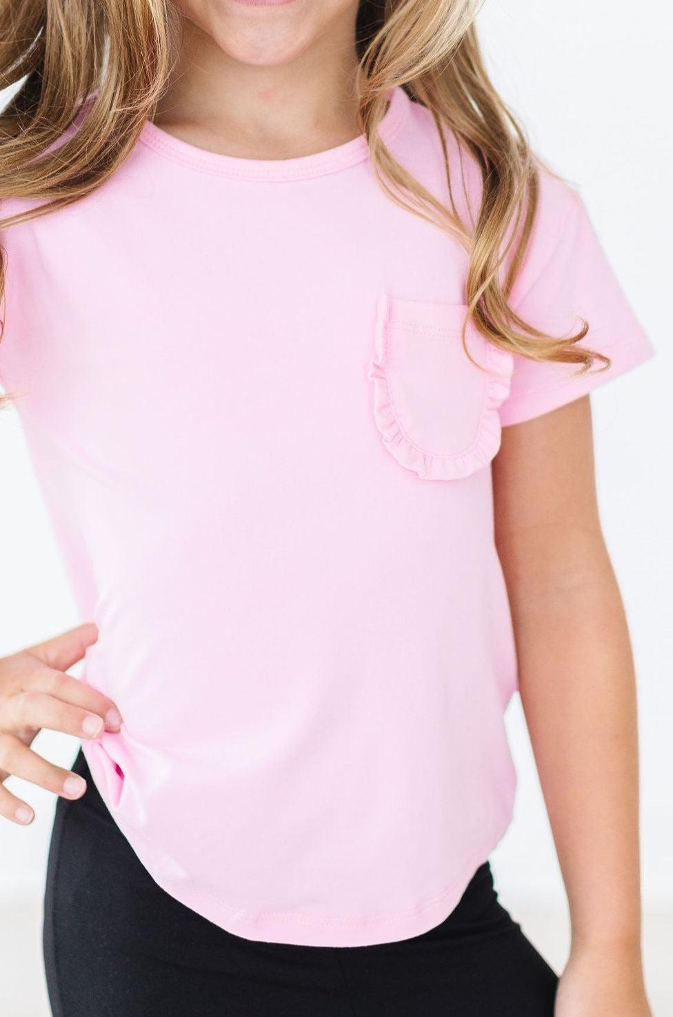 Mila & Rose ® Bubblegum Pink Ruffle Pocket Tee — lifestyle context