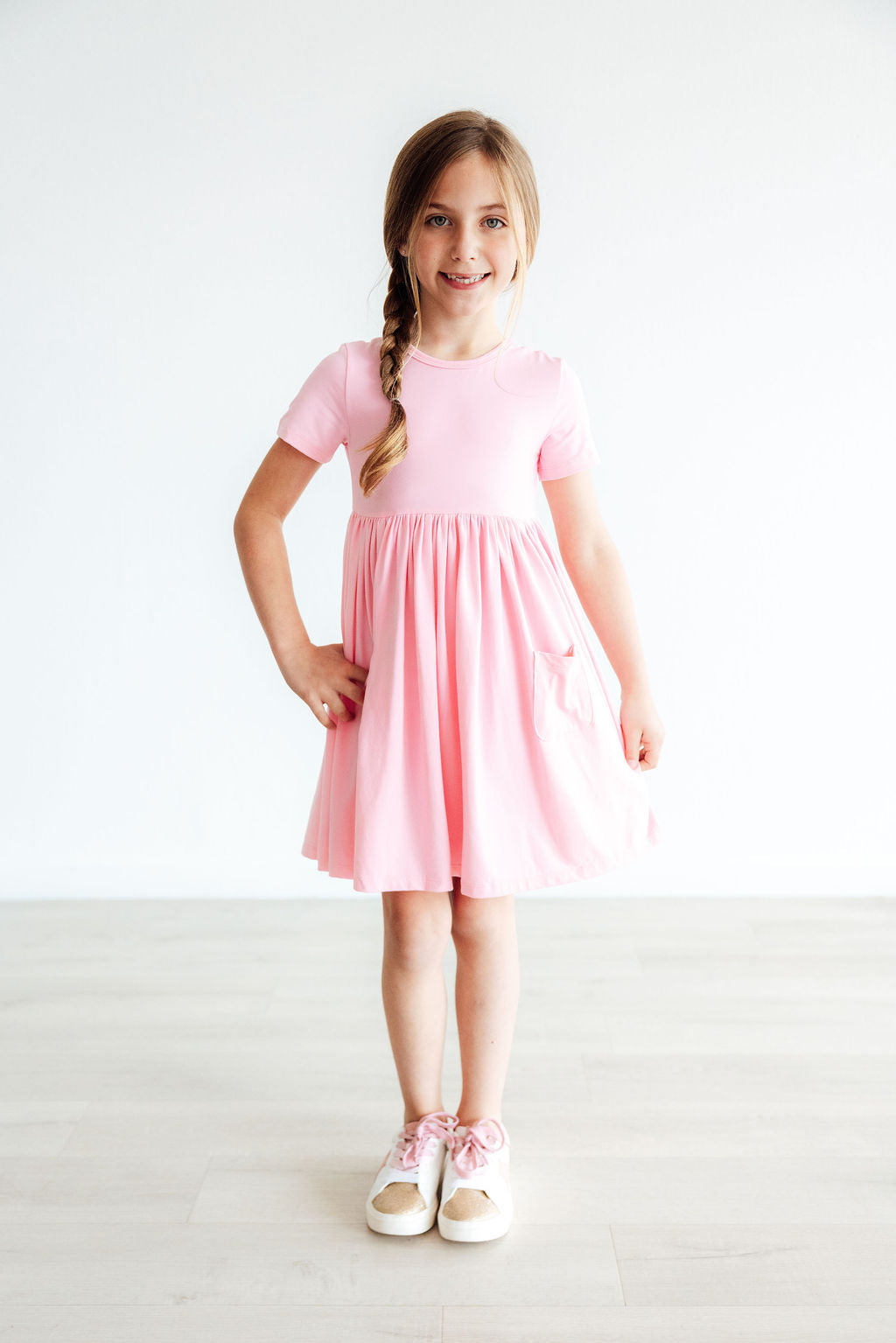 Mila & Rose ® Bubblegum Pink S/S Pocket Twirl Dress — lifestyle context