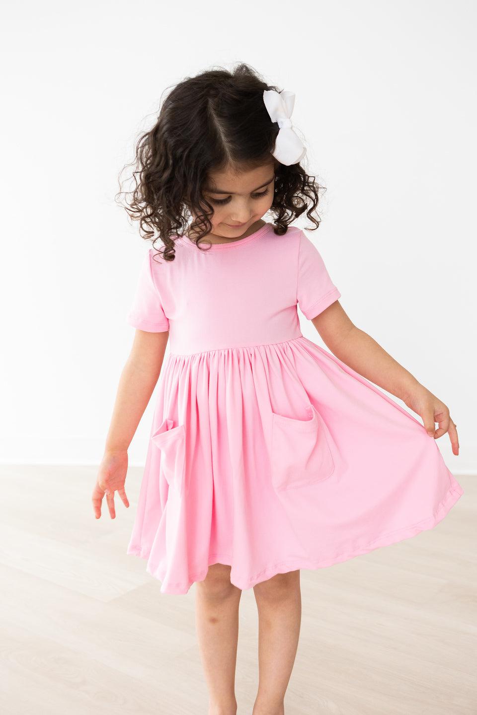 Mila & Rose ® Bubblegum Pink S/S Pocket Twirl Dress — side view