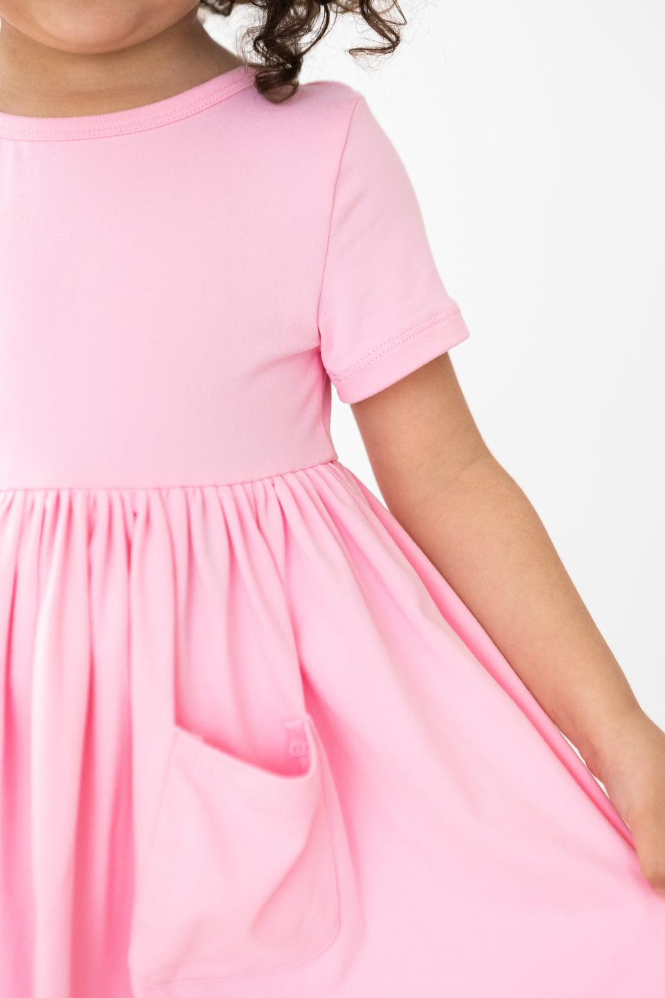 Mila & Rose ® Bubblegum Pink S/S Pocket Twirl Dress — back view