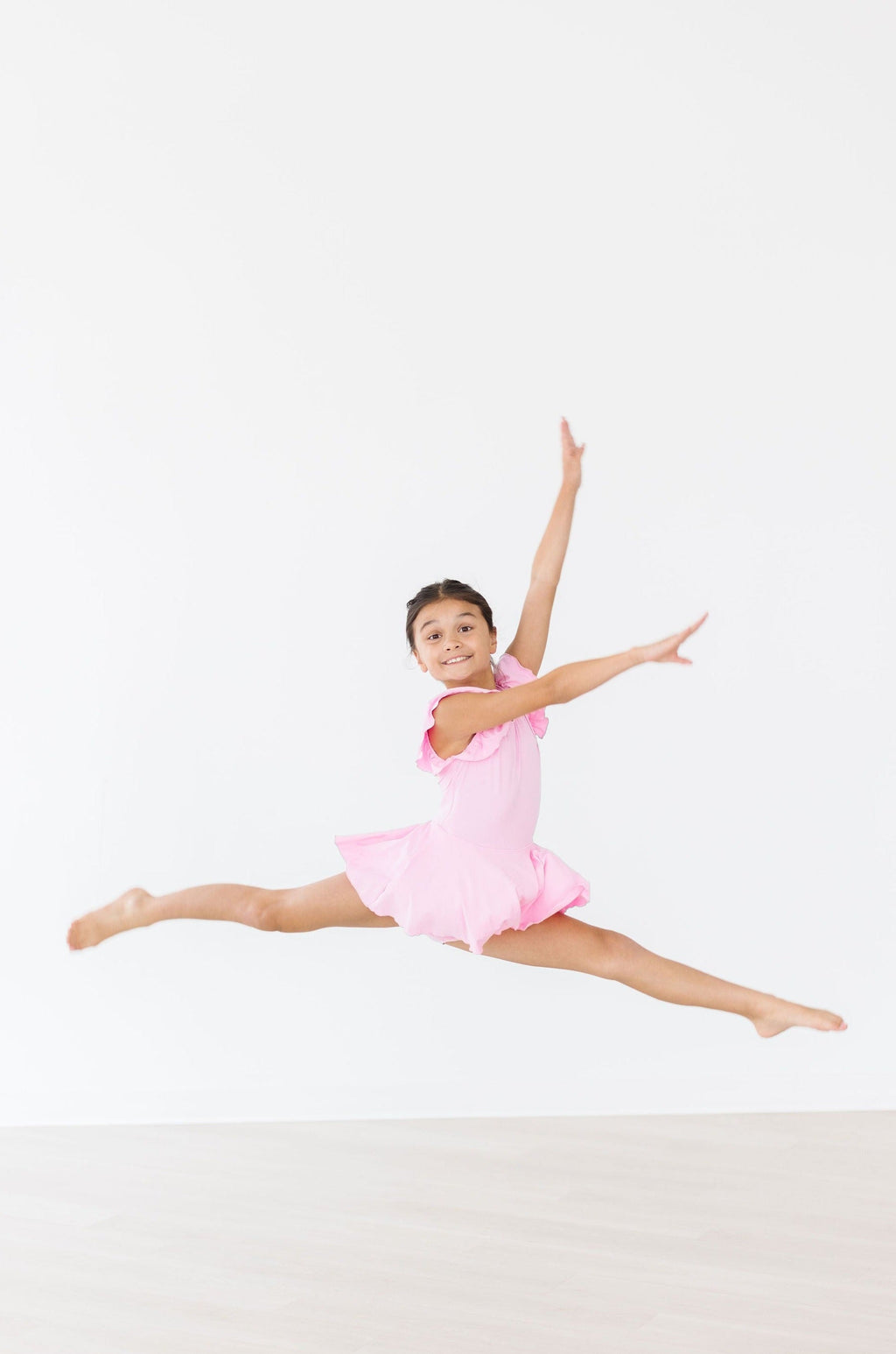 Mila & Rose ® Bubblegum Pink S/S Twirl Leotard — lifestyle context