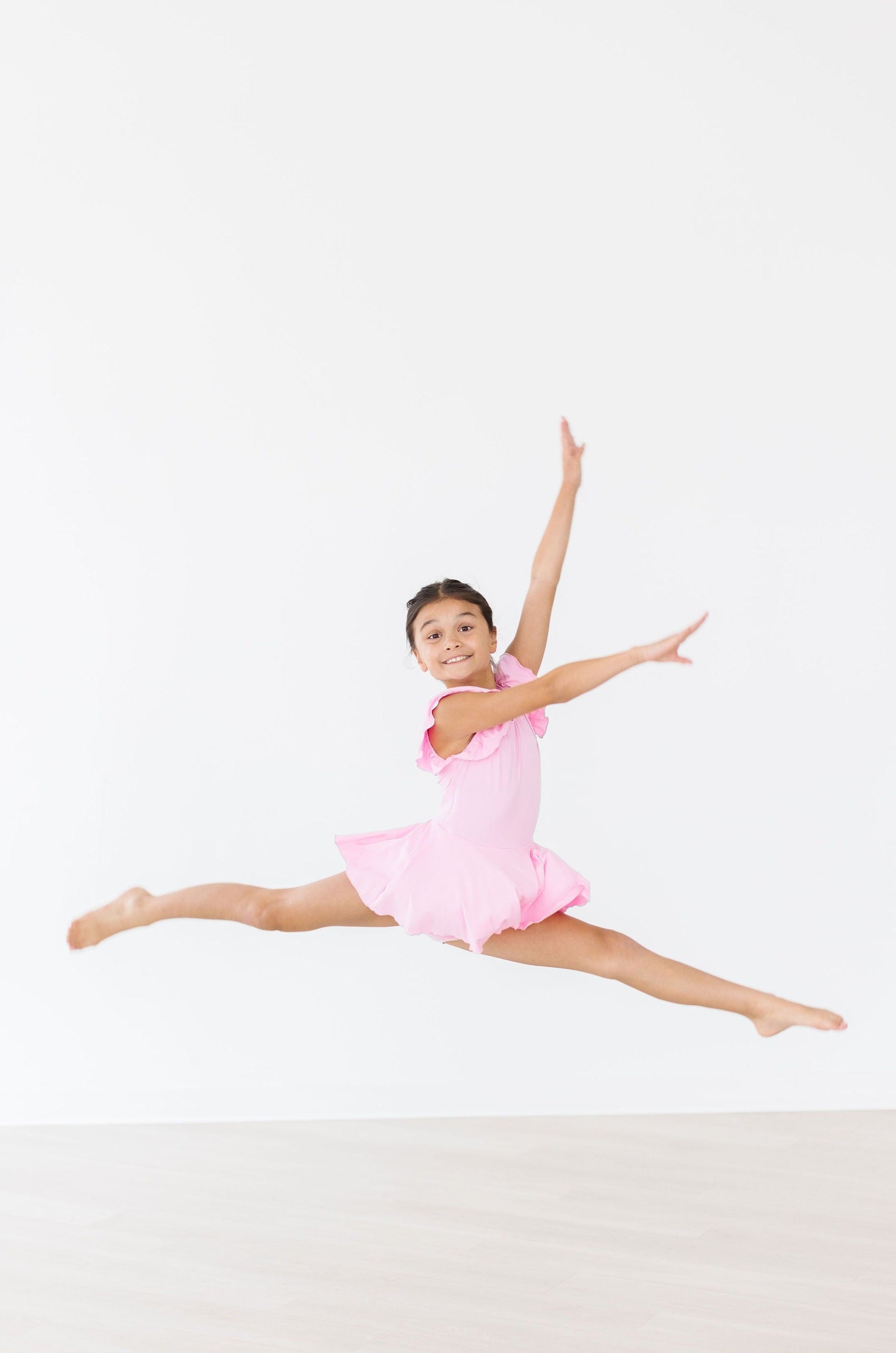 Mila & Rose ® Bubblegum Pink S/S Twirl Leotard — lifestyle context