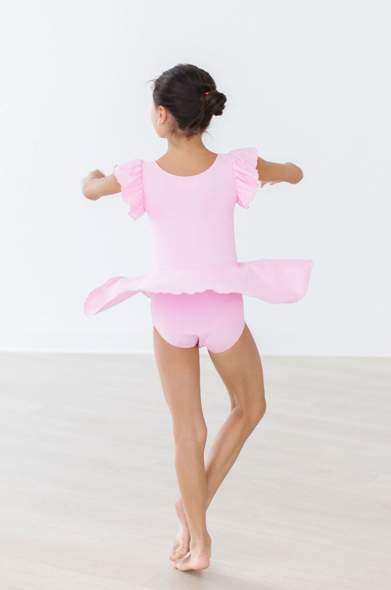 Mila & Rose ® Bubblegum Pink S/S Twirl Leotard — side view