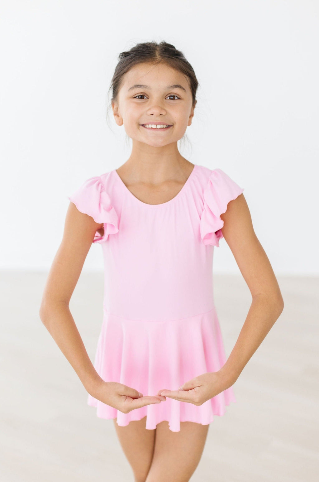 Mila & Rose ® Bubblegum Pink S/S Twirl Leotard — alternative angle