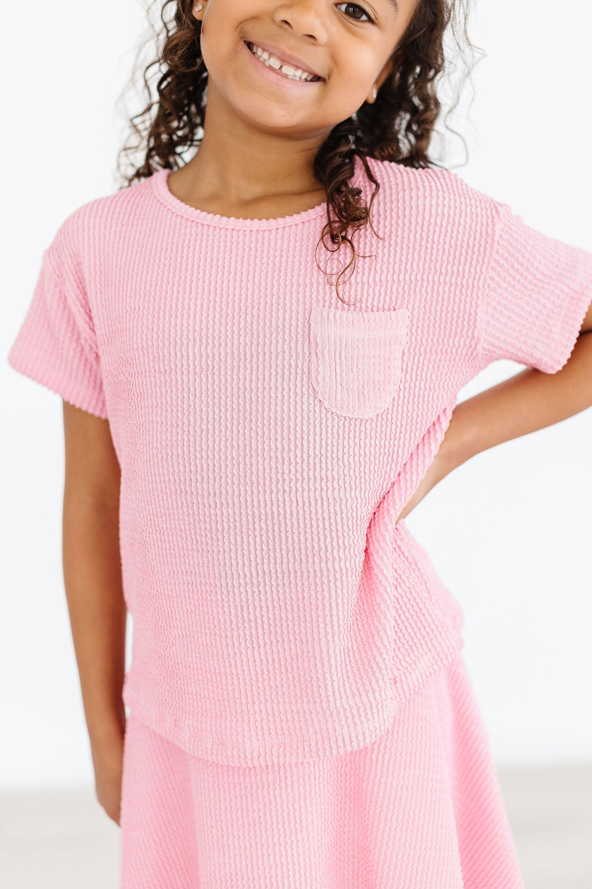 Mila & Rose ® Bubblegum Pink Scrunchy Pocket Tee — main product shot
