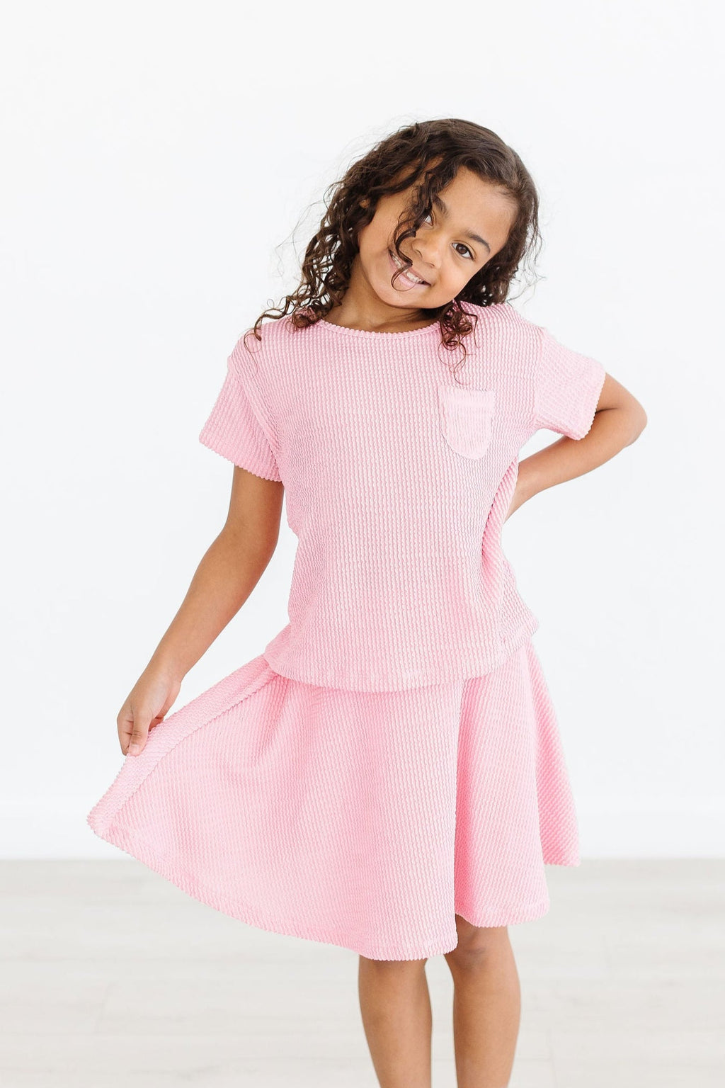 Mila & Rose ® Bubblegum Pink Scrunchy Twirl Skort — lifestyle context