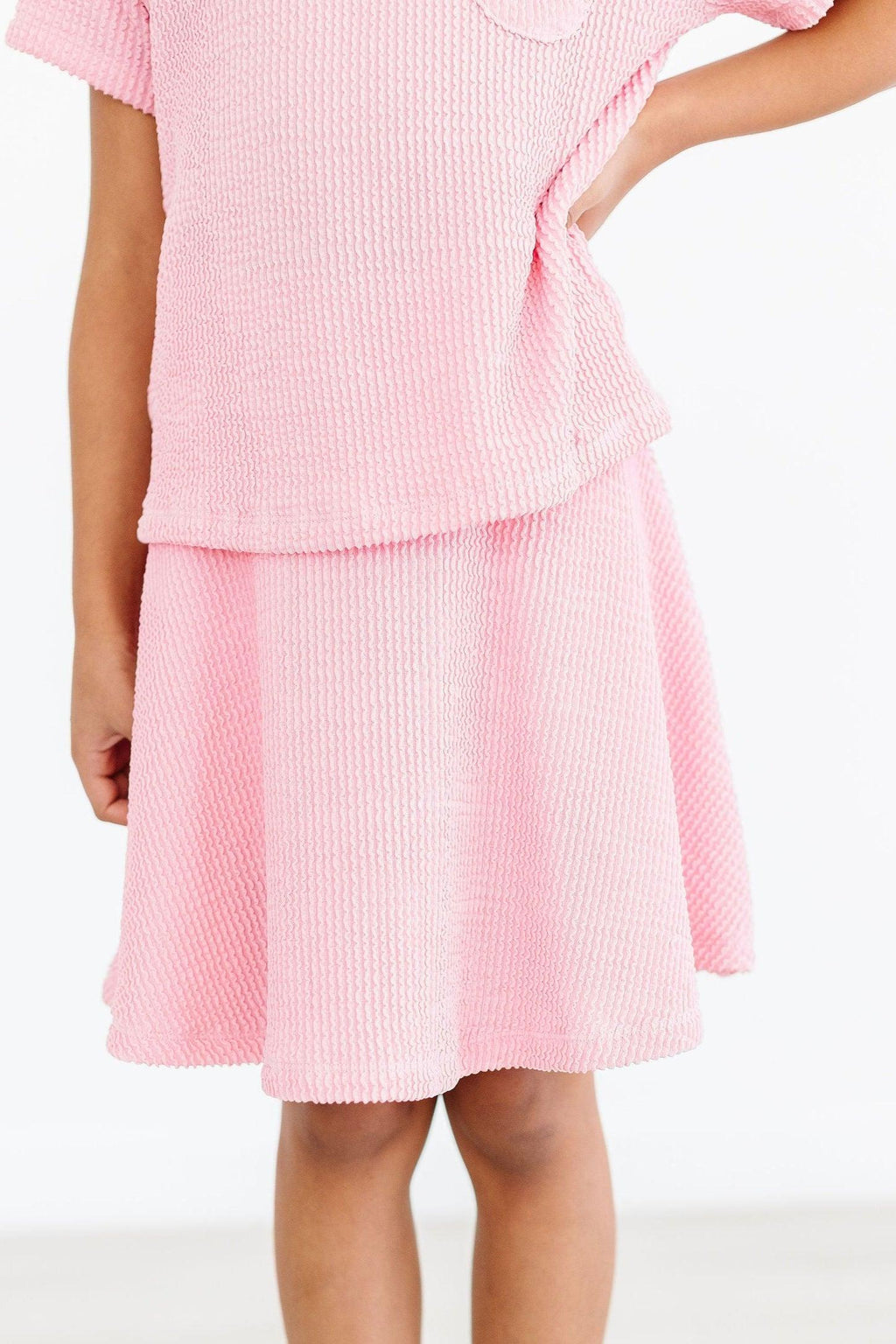 Mila & Rose ® Bubblegum Pink Scrunchy Twirl Skort — side view