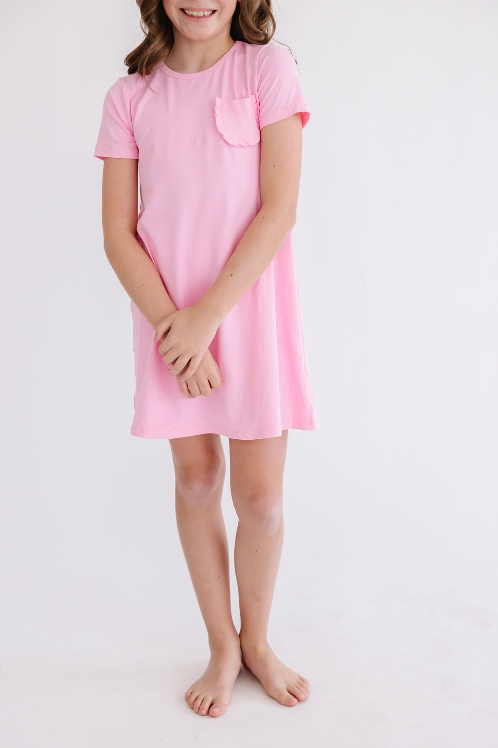 Mila & Rose ® Bubblegum Pink T-Shirt Dress — lifestyle context