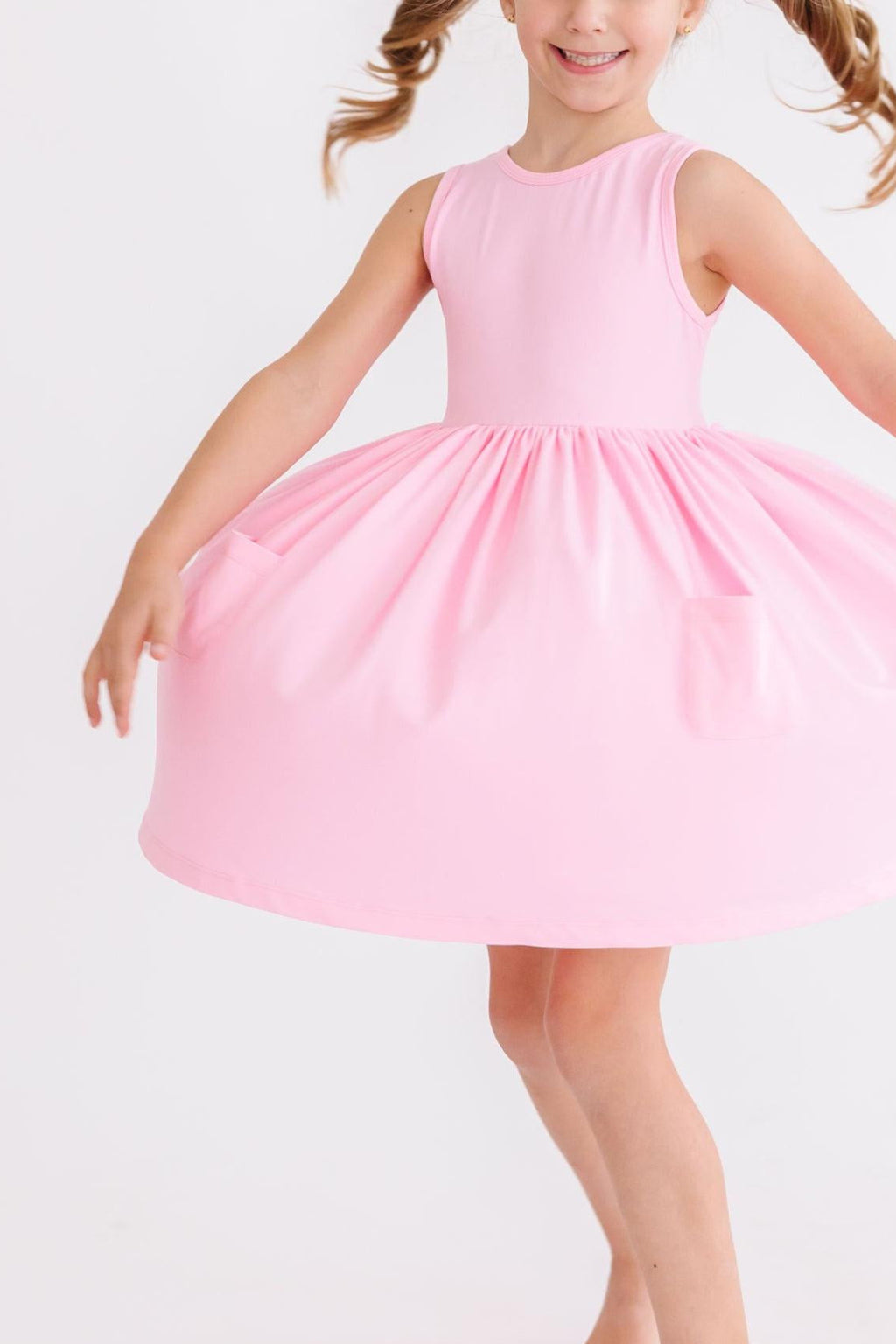 Mila & Rose ® Bubblegum Pink Tank Pocket Twirl Dress — detail close-up