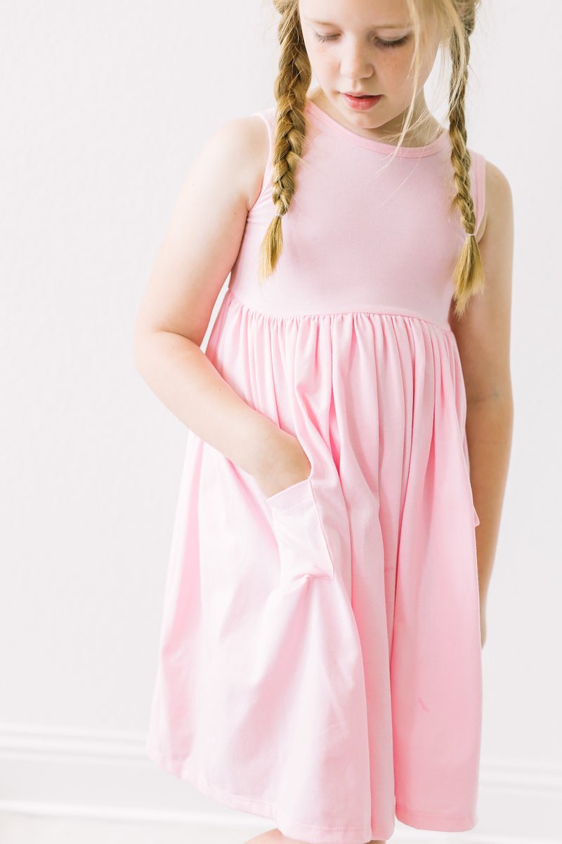 Mila & Rose ® Bubblegum Pink Tank Pocket Twirl Dress — back view
