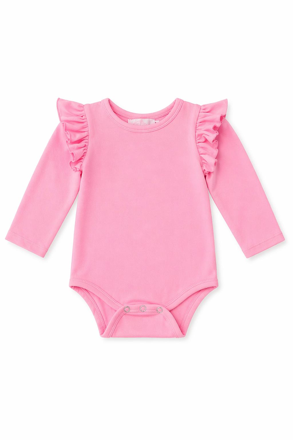 Mila & Rose ® Bubblegum Pink L/S Flutter Bodysuit — main product shot