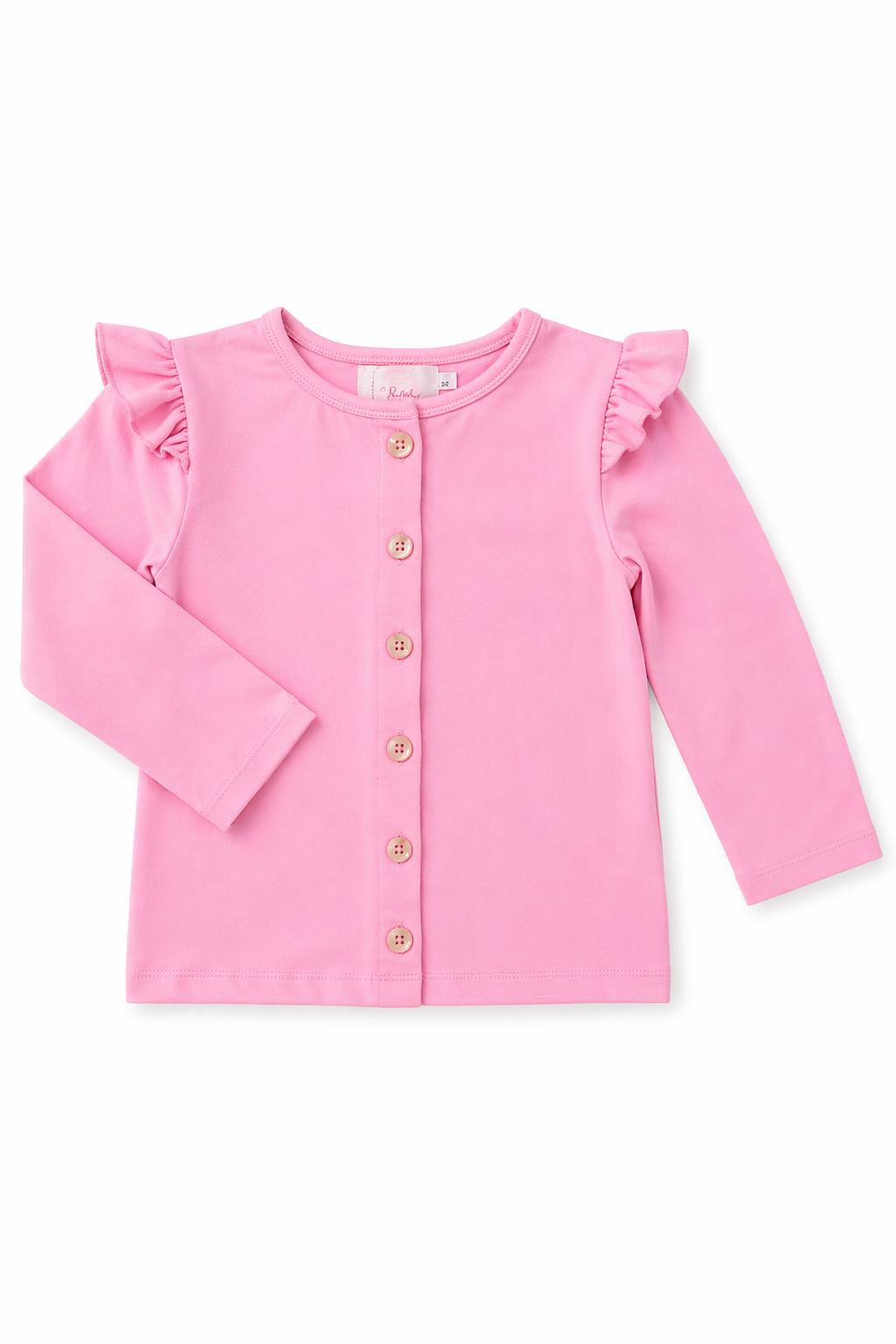 Mila & Rose ® Bubblegum Pink Ruffle Cardigan — main product shot
