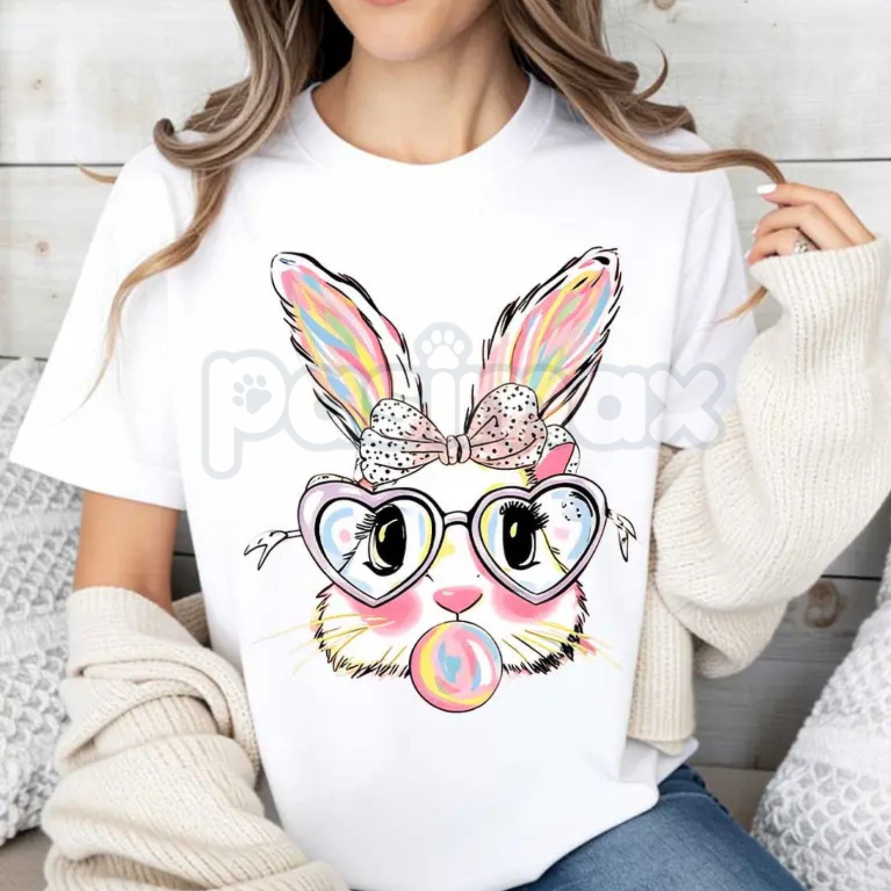 Pasimax "Bubblegum Bunny" Funny Easter T-Shirt - Cool Rabbit Blowing Bubble Graphic Tee, Premium 100% Cotton Easter Sunday To