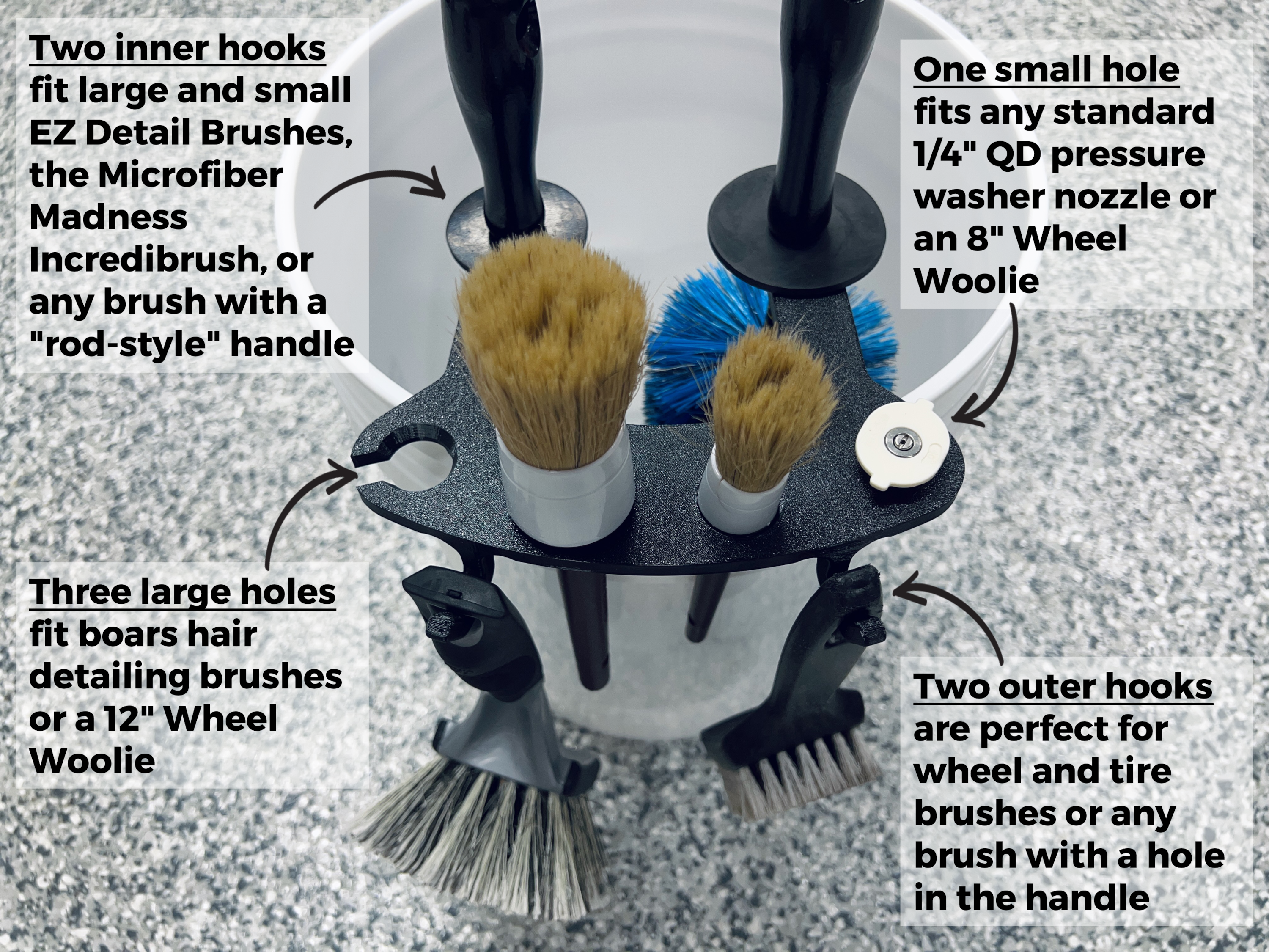 BucketCaddy - Wheel, Tire, & Detailing Brush Organizer for 5-gallon and 6-gallon Car Wash Buckets – Stubby Nozzle Co., view 4