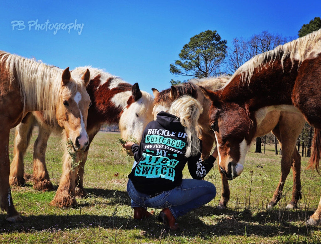 Luckless Outfitters Buckle Up Butter Cup Hoodie — lifestyle context