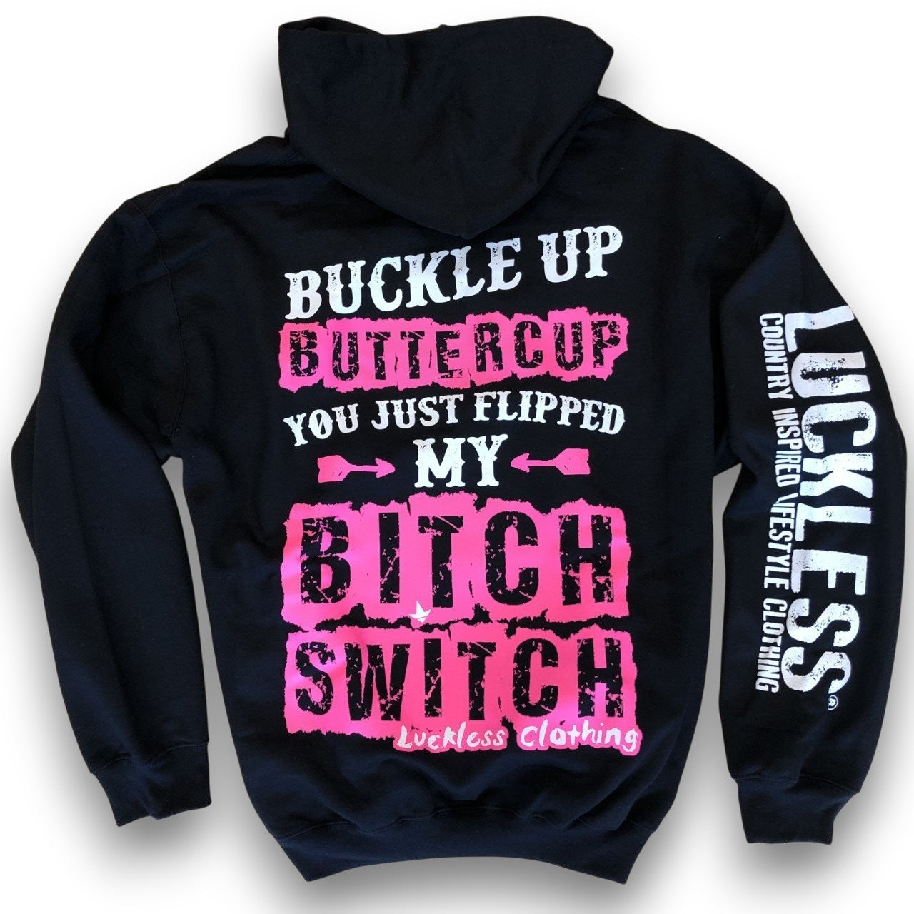 Luckless Outfitters Buckle Up Butter Cup Hoodie — main product shot