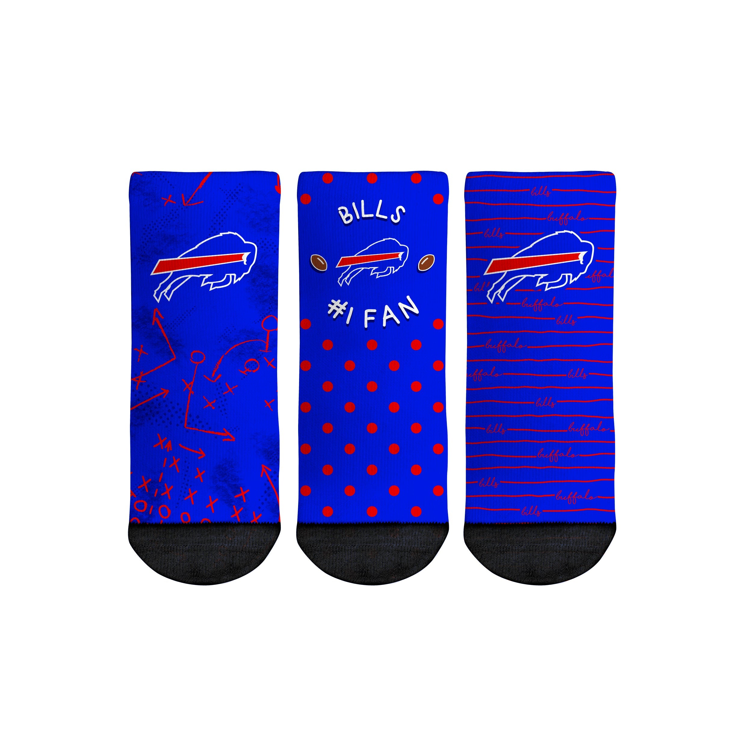 Rock 'Em Socks Rock 'Em Socks Buffalo Bills - Number 1 Fan 3-Pack (Toddler) — main product shot
