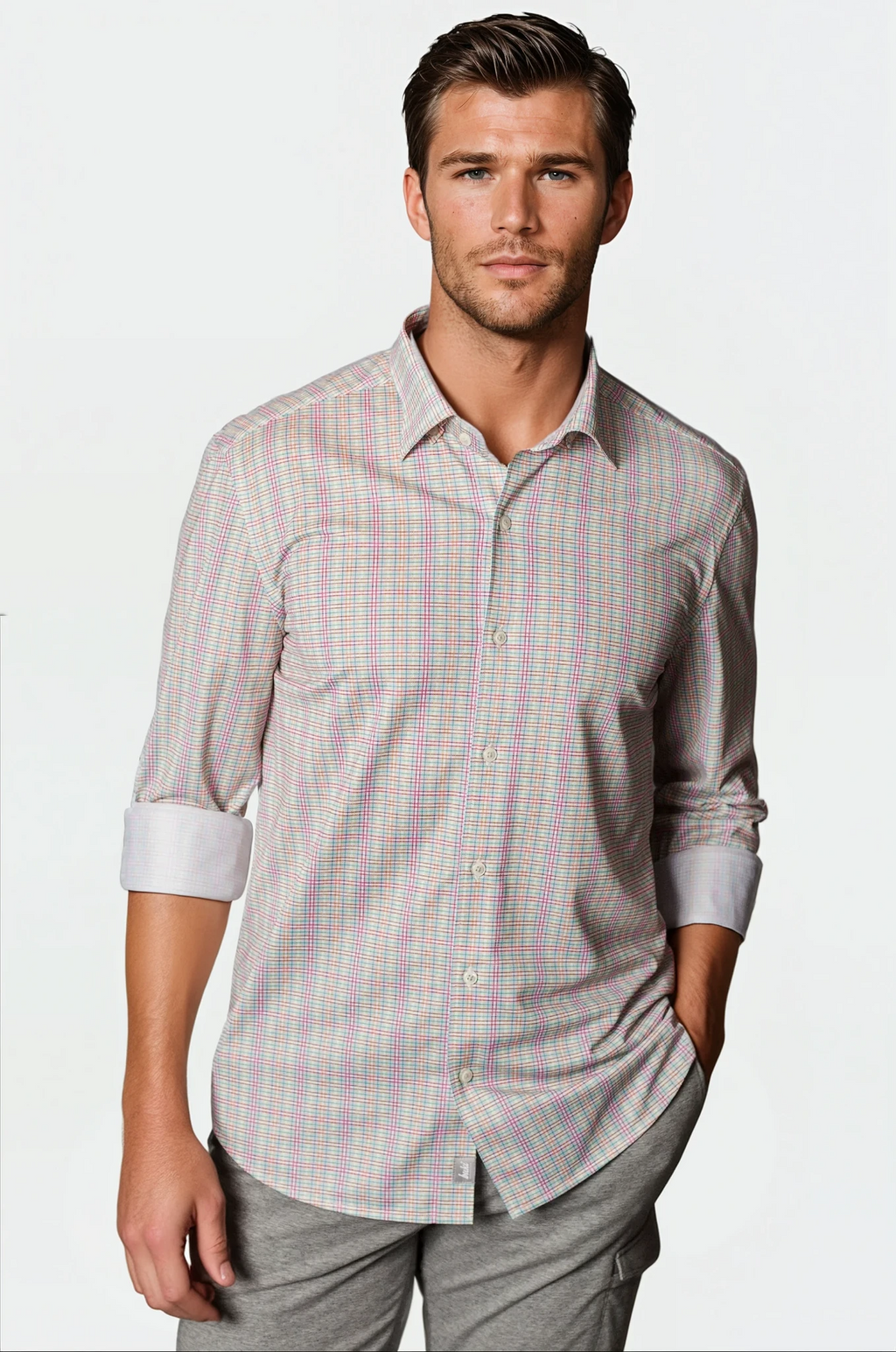 Buki Spectrum Check Long Sleeve Tech Shirt — main product shot