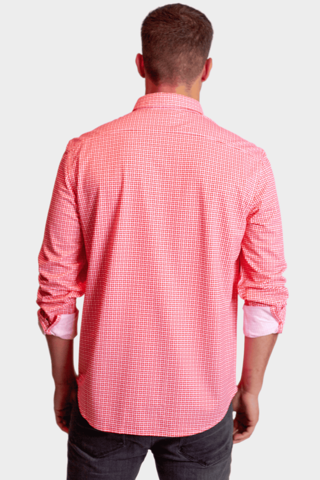 Buki Swiss Check Long Sleeve Tech Shirt - Red — side view