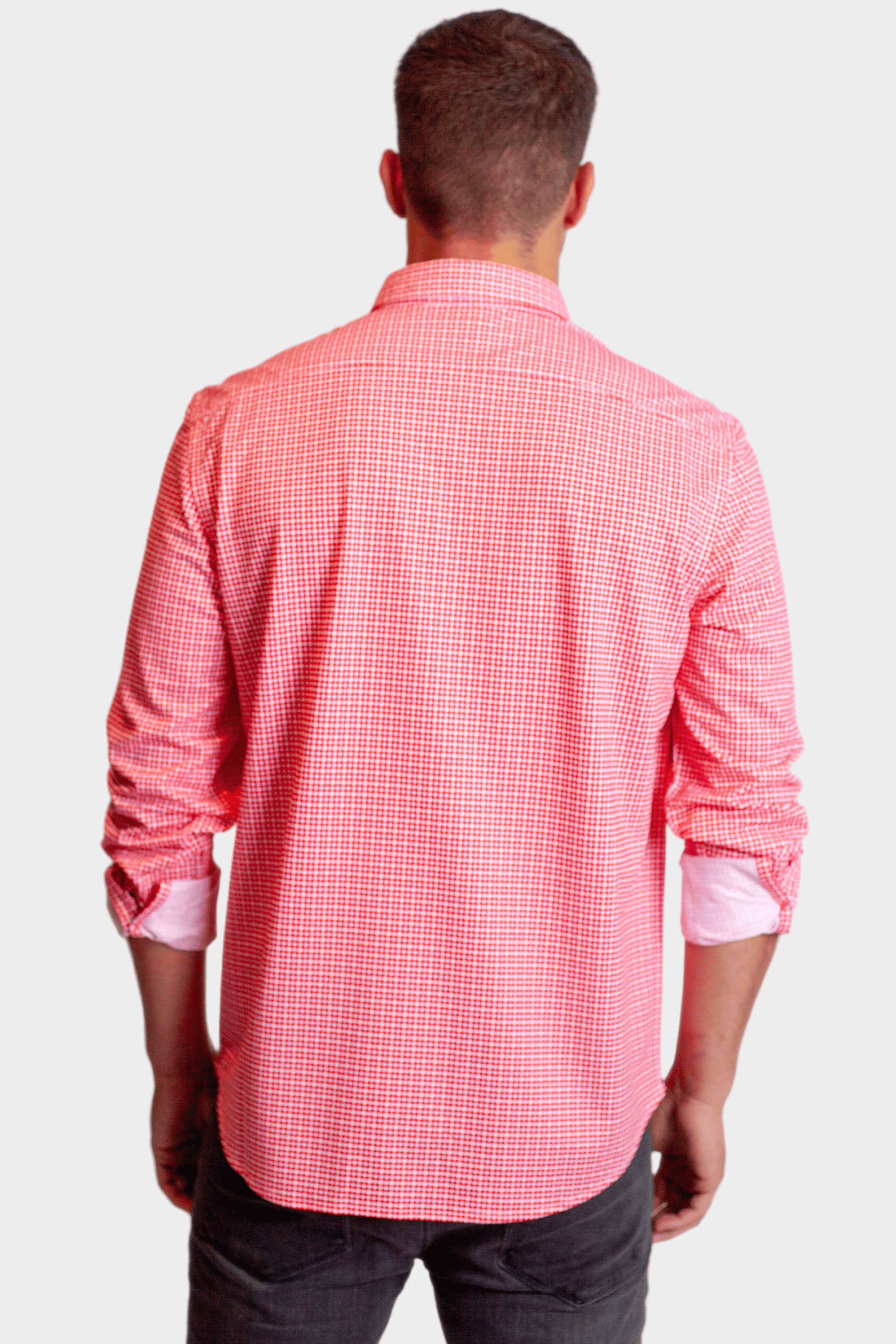 Buki Swiss Check Long Sleeve Tech Shirt - Red — side view